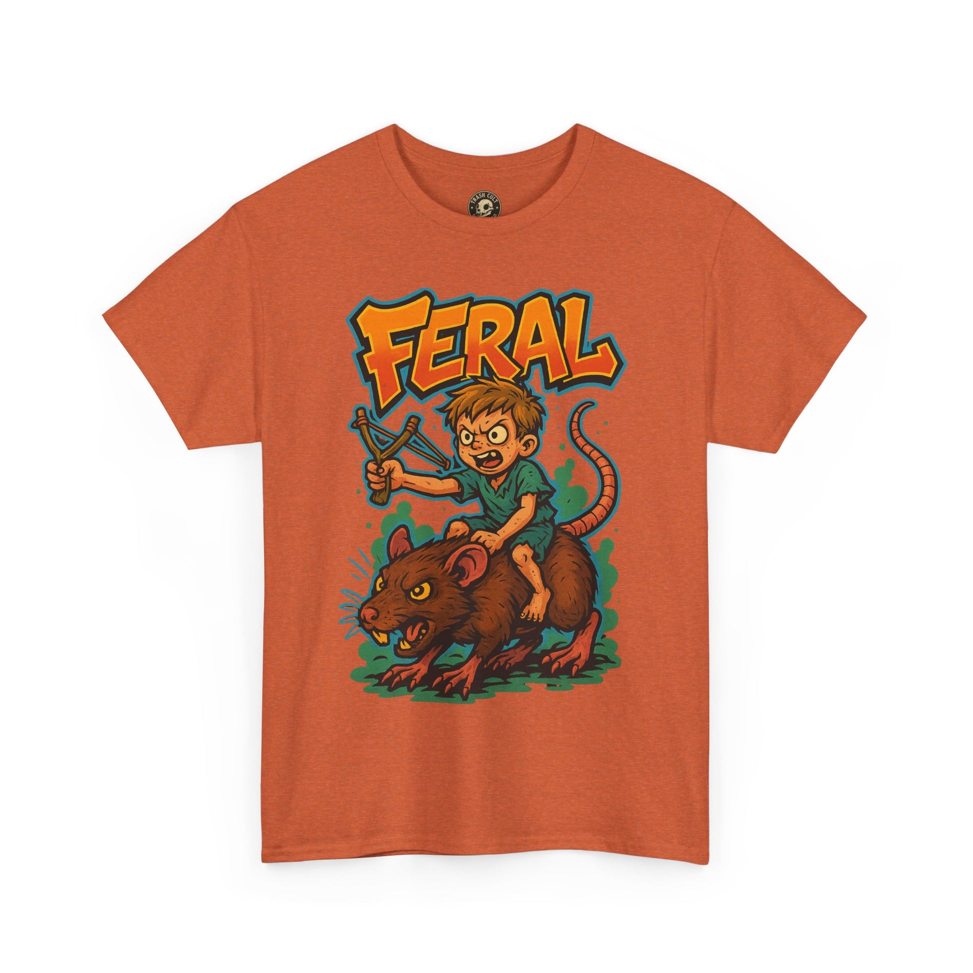 FERAL Graffiti Rat Rider T-Shirt – Bold New School Streetwear | Gildan 5000 Chaos Graphic Tee