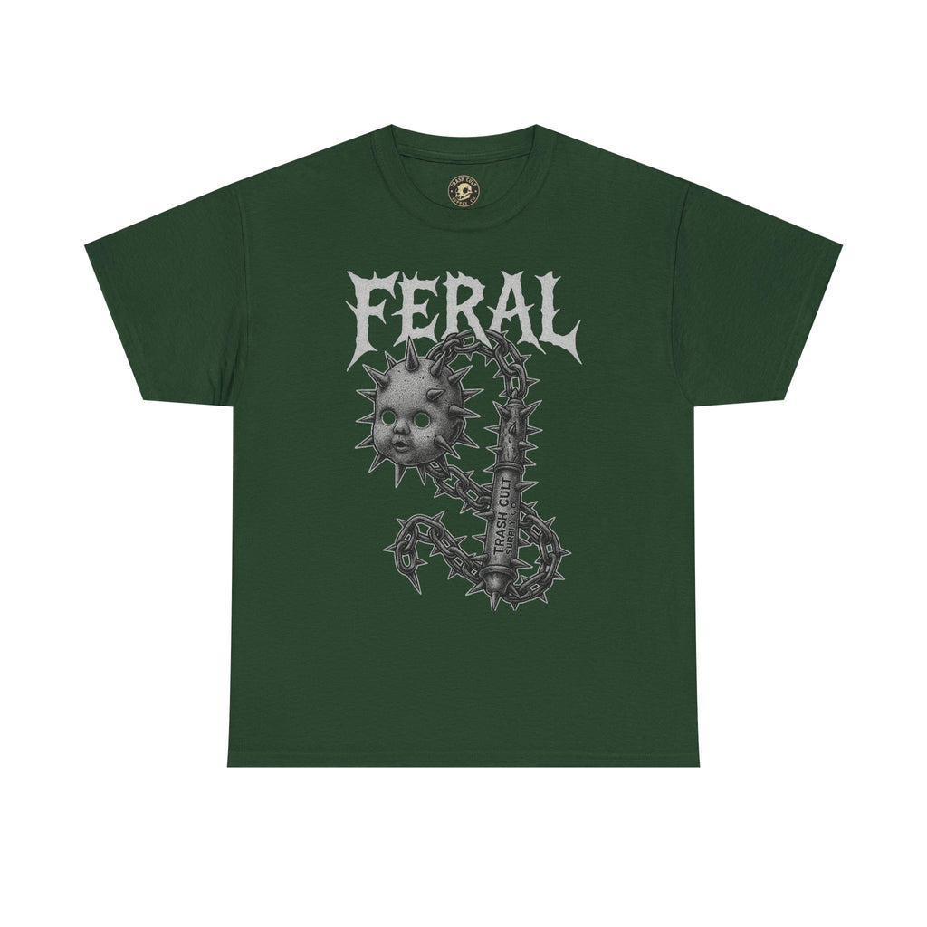 FERAL Spiked Doll Flail Tee – Halftone Gothic Weapon Shirt | Trash Cult Supply Co. | Gildan 5000