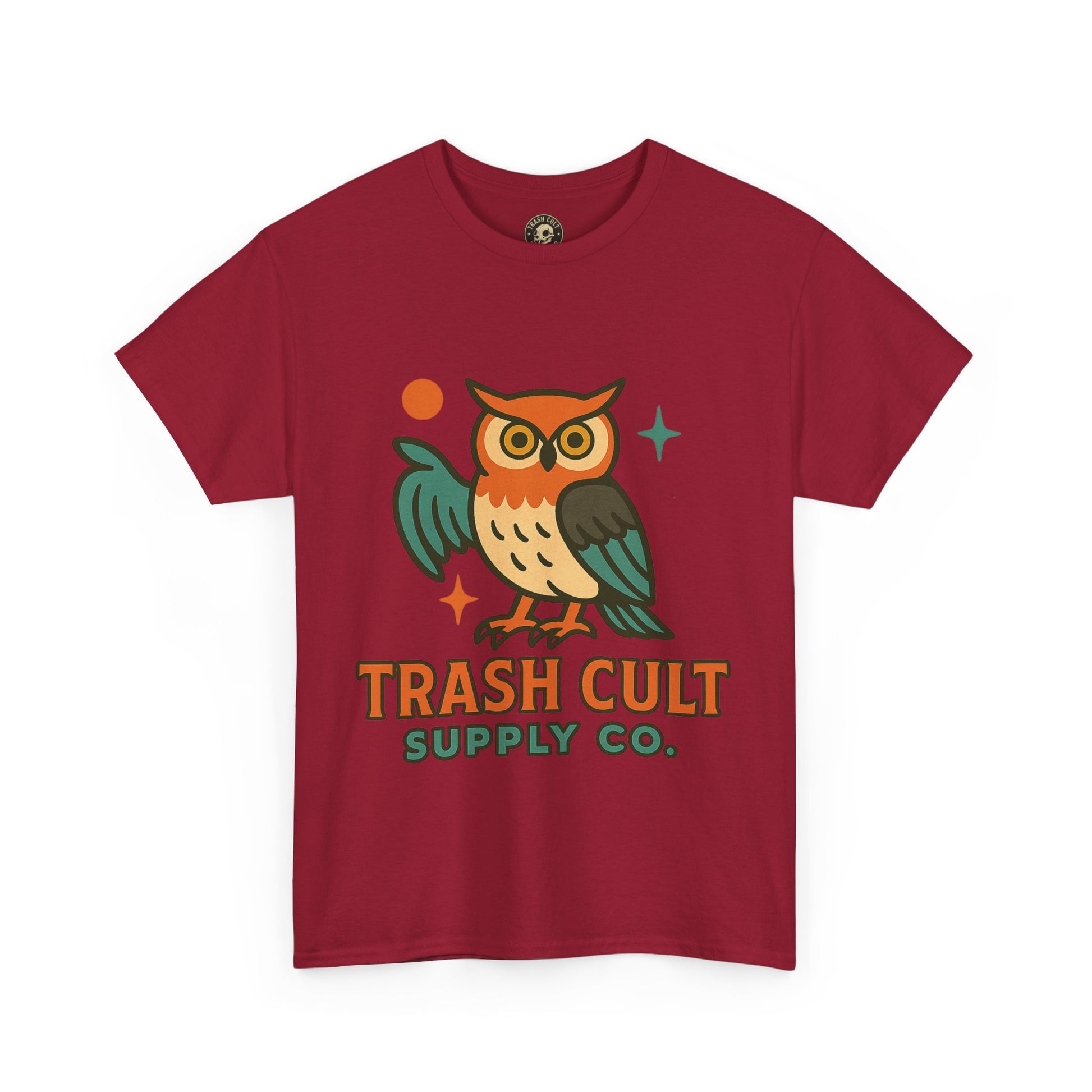 Vintage Owl Graphic Tee, Unisex Heavy Cotton Tee, Trash Cult Shirt, Nature Lover Gift, Eco-Friendly Apparel