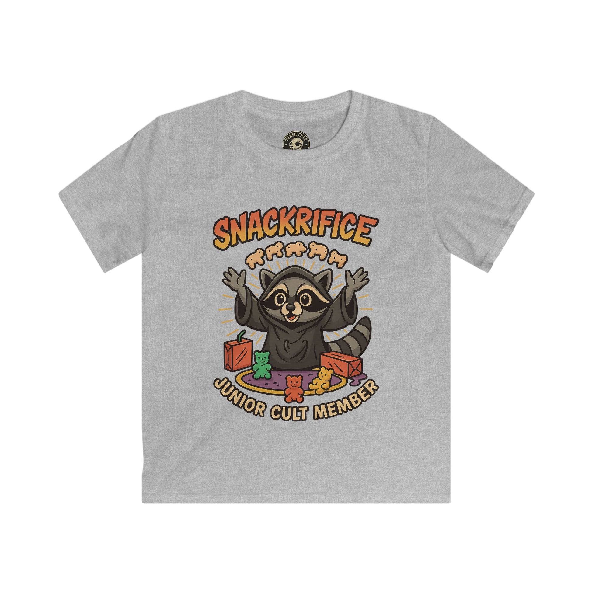 Snackrifice Junior Cult Member Kids Tee - Fun T-Shirt for Kids, Playful Gift, Cool Birthday Shirt, Youth Graphic Tee, Unique Kids Apparel