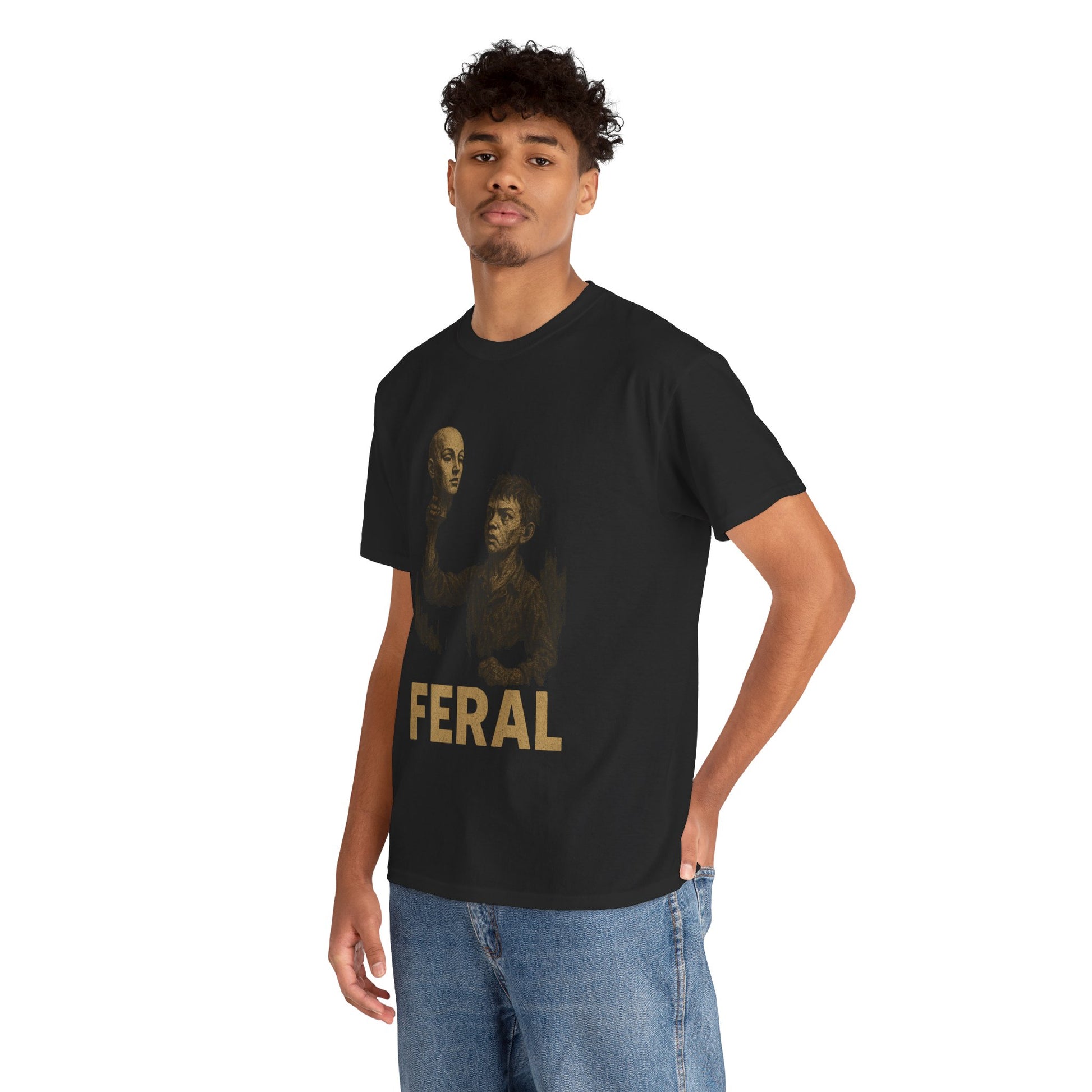 FERAL Mannequin Head T-Shirt – Vintage Post-Apocalyptic Graphic Tee | Gildan 5000 Cotton Shirt