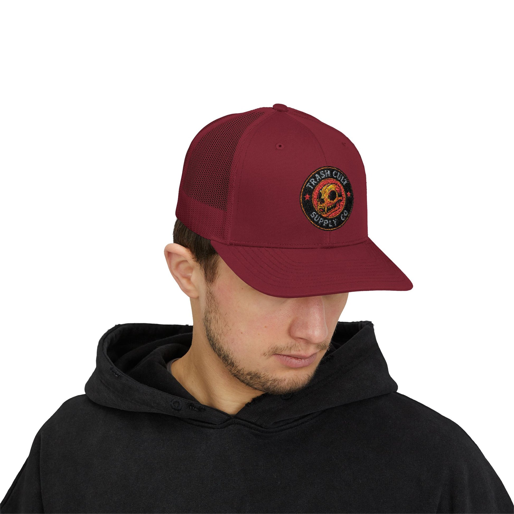 Trash Cult Supply Co. Trucker Hat – Embroidered Logo Snapback Cap