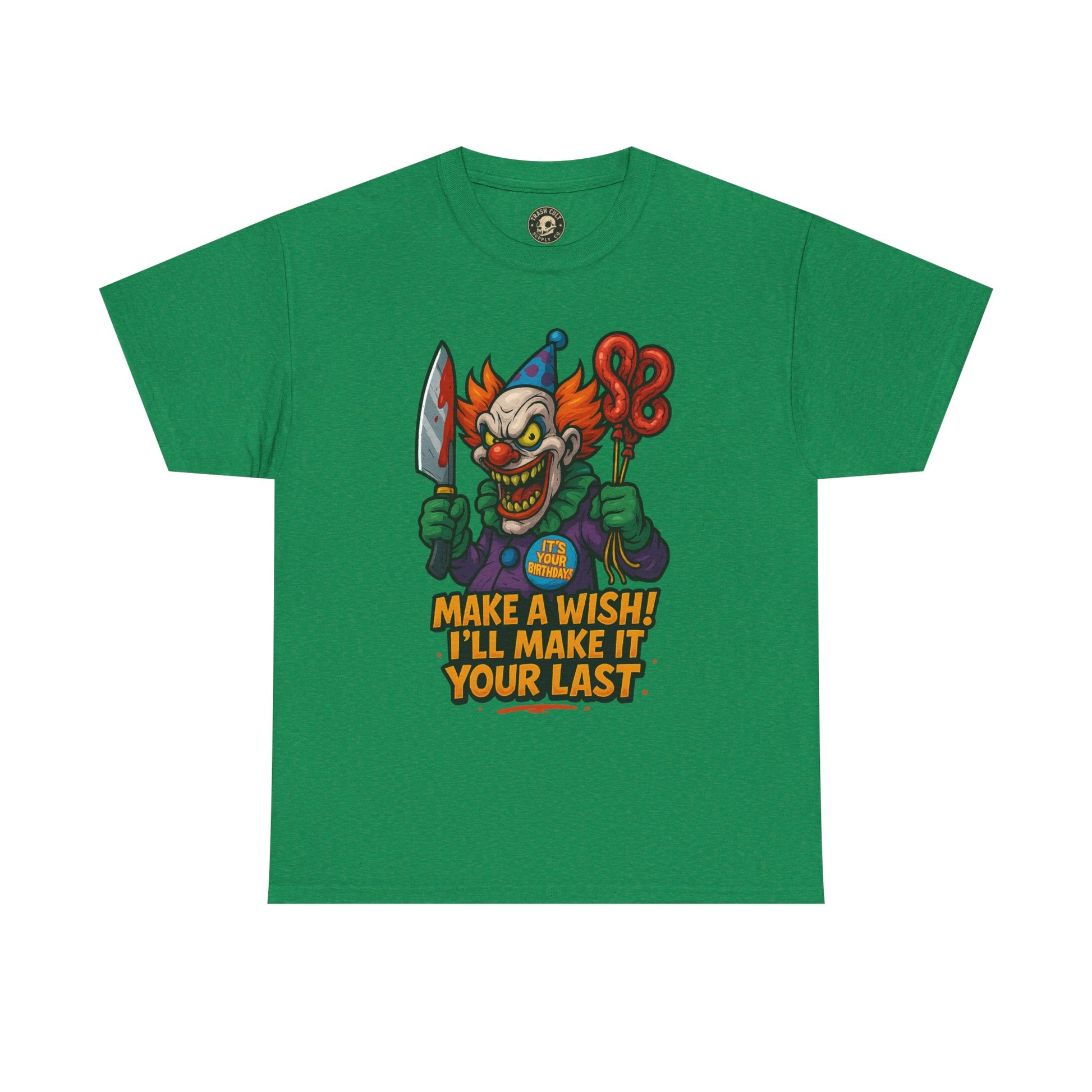Creepy Clown Tee - Halloween Costume Shirt, Unisex Heavy Cotton Tee, Spooky Graphic Tee, Gag Gift, Horror Fan Apparel