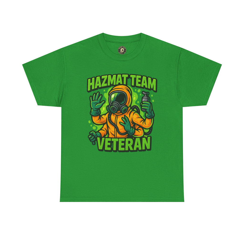 Hazmat Team Veteran T-Shirt – Neon New School Biohazard Graphic Tee | Gildan 5000 Sci-Fi Cotton Shirt