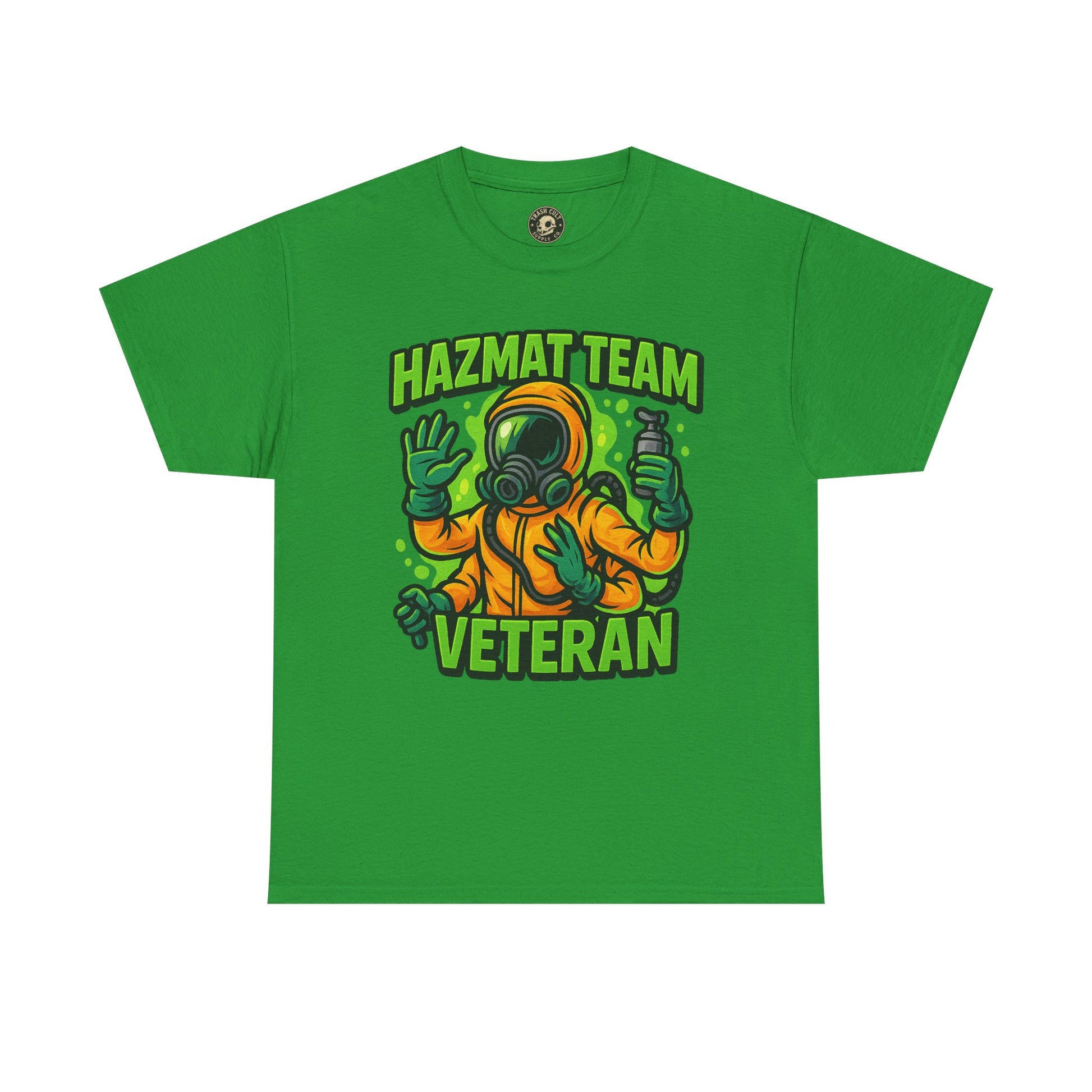 Hazmat Team Veteran T-Shirt – Neon New School Biohazard Graphic Tee | Gildan 5000 Sci-Fi Cotton Shirt