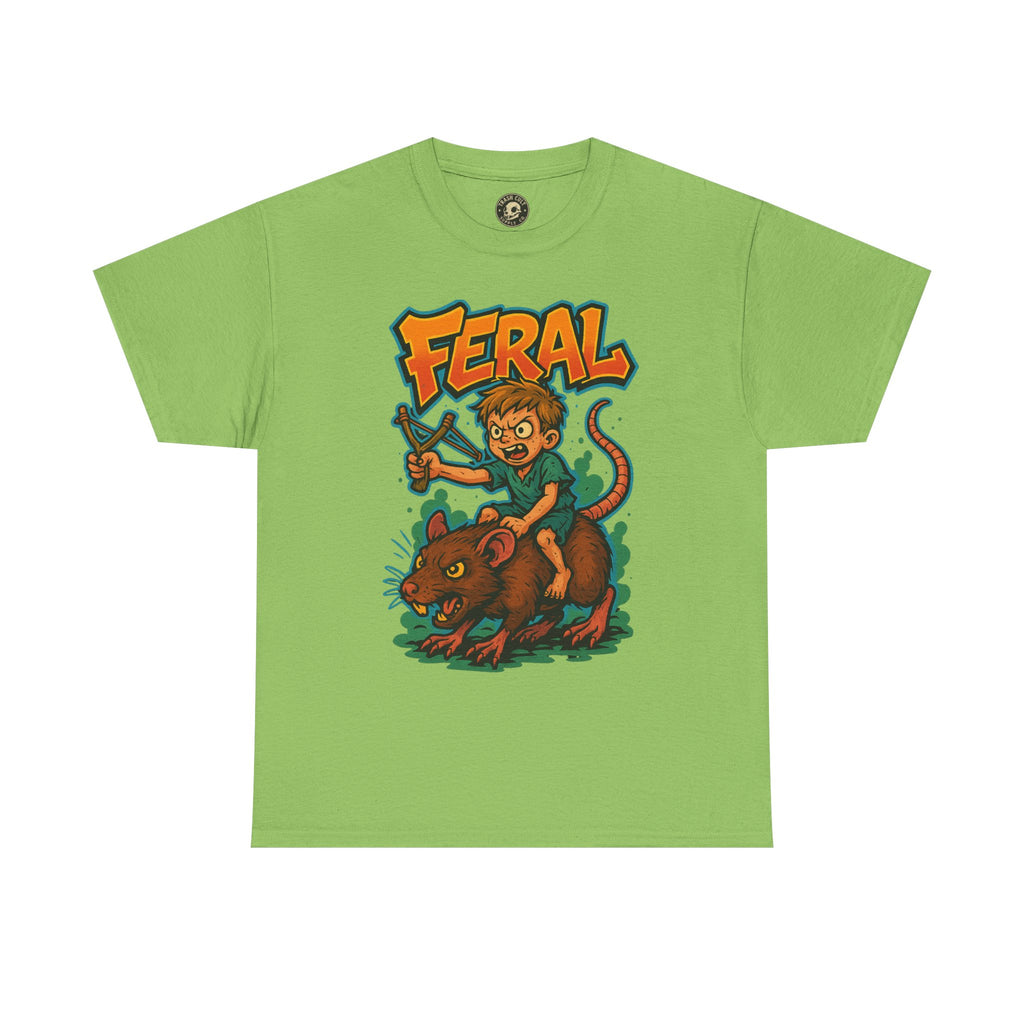 FERAL Graffiti Rat Rider T-Shirt – Bold New School Streetwear | Gildan 5000 Chaos Graphic Tee