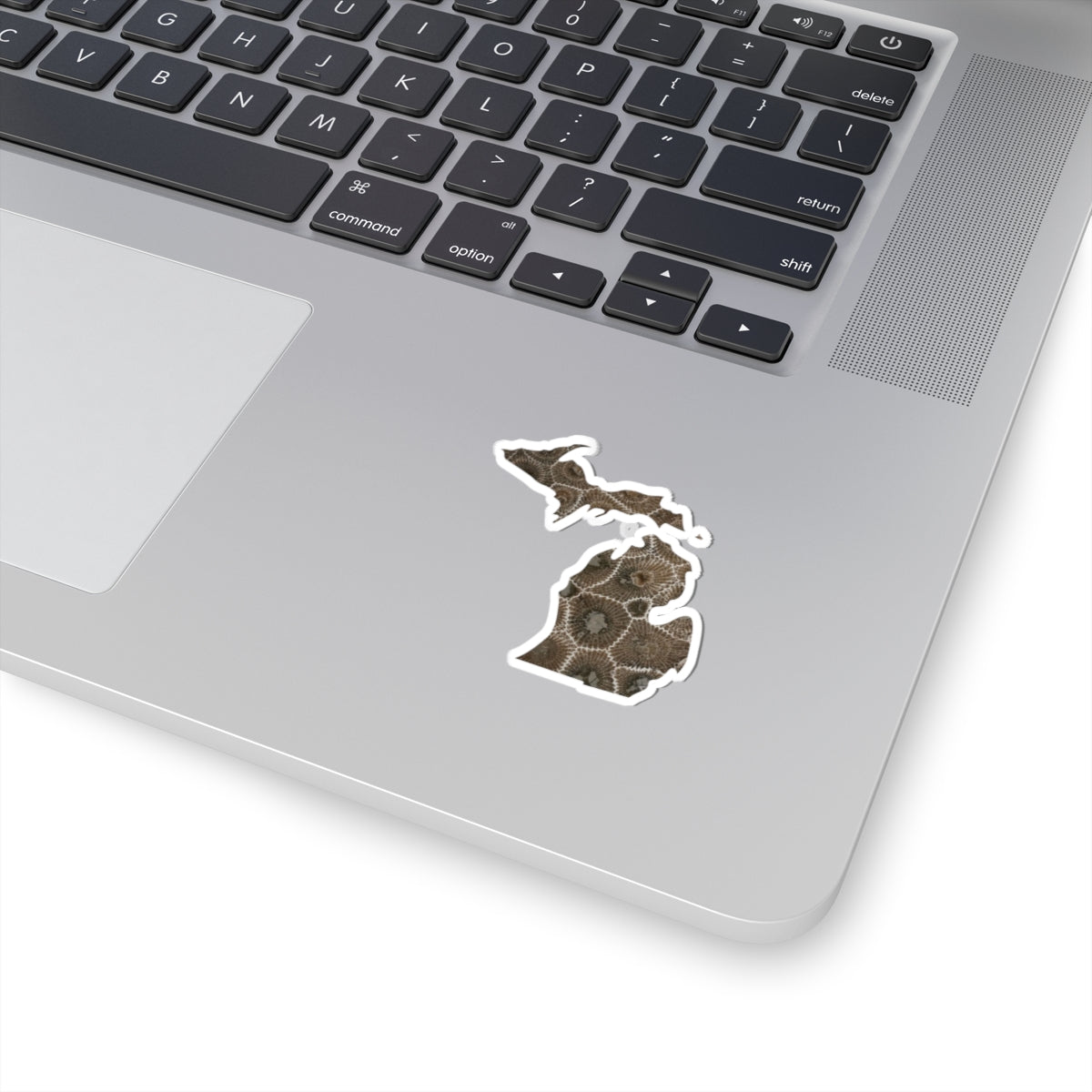 Michigan Petoskey Stone Kiss Cut Sticker – State Outline Fossil Rock Design