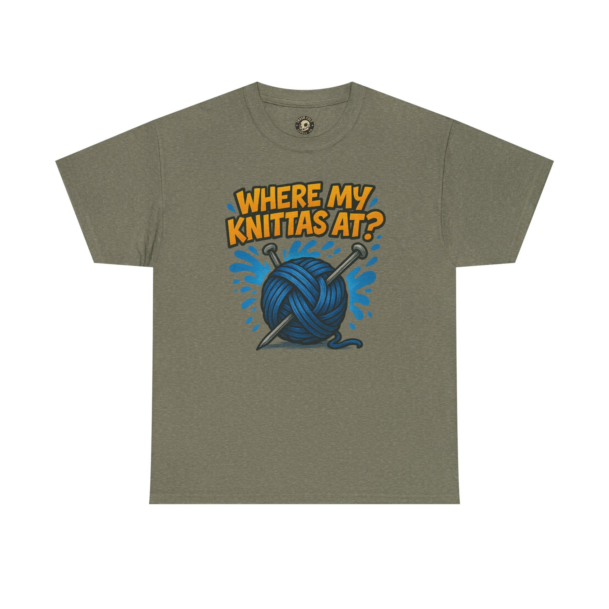 Knit Lovers Tee: Where My Knittas At? | Funny Yarn Shirt, Gift for Knitters, Crafting Apparel, Crochet Humor T-Shirt, Cozy Knitwear