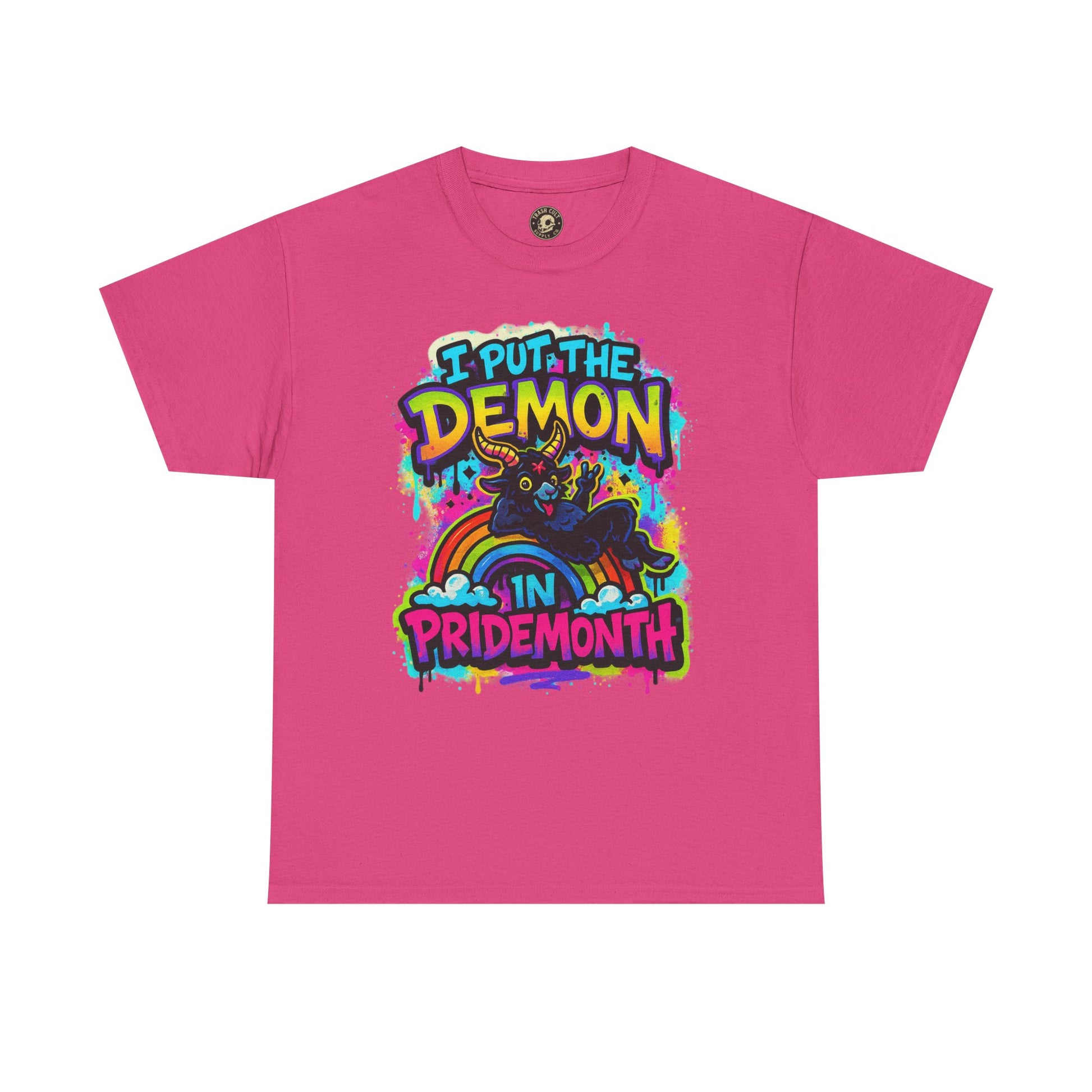 Pride Month Unisex Tee - I Put the Demon in Pride Month, LGBTQ+ Apparel, Rainbow Shirt, Festival Wear, Gift for Allies & Activists