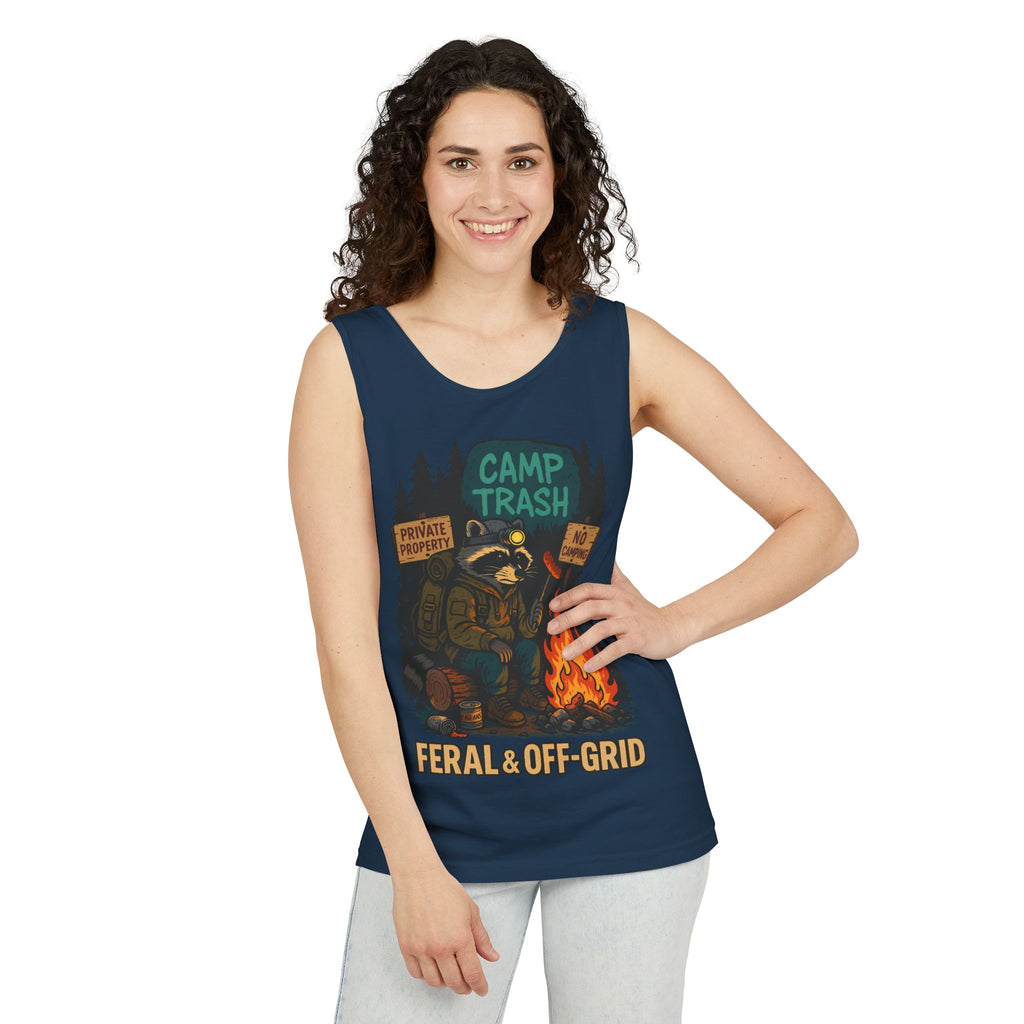 Camp Trash Raccoon Tank Top – Feral & Off-Grid Summer Shirt by Trash Cult