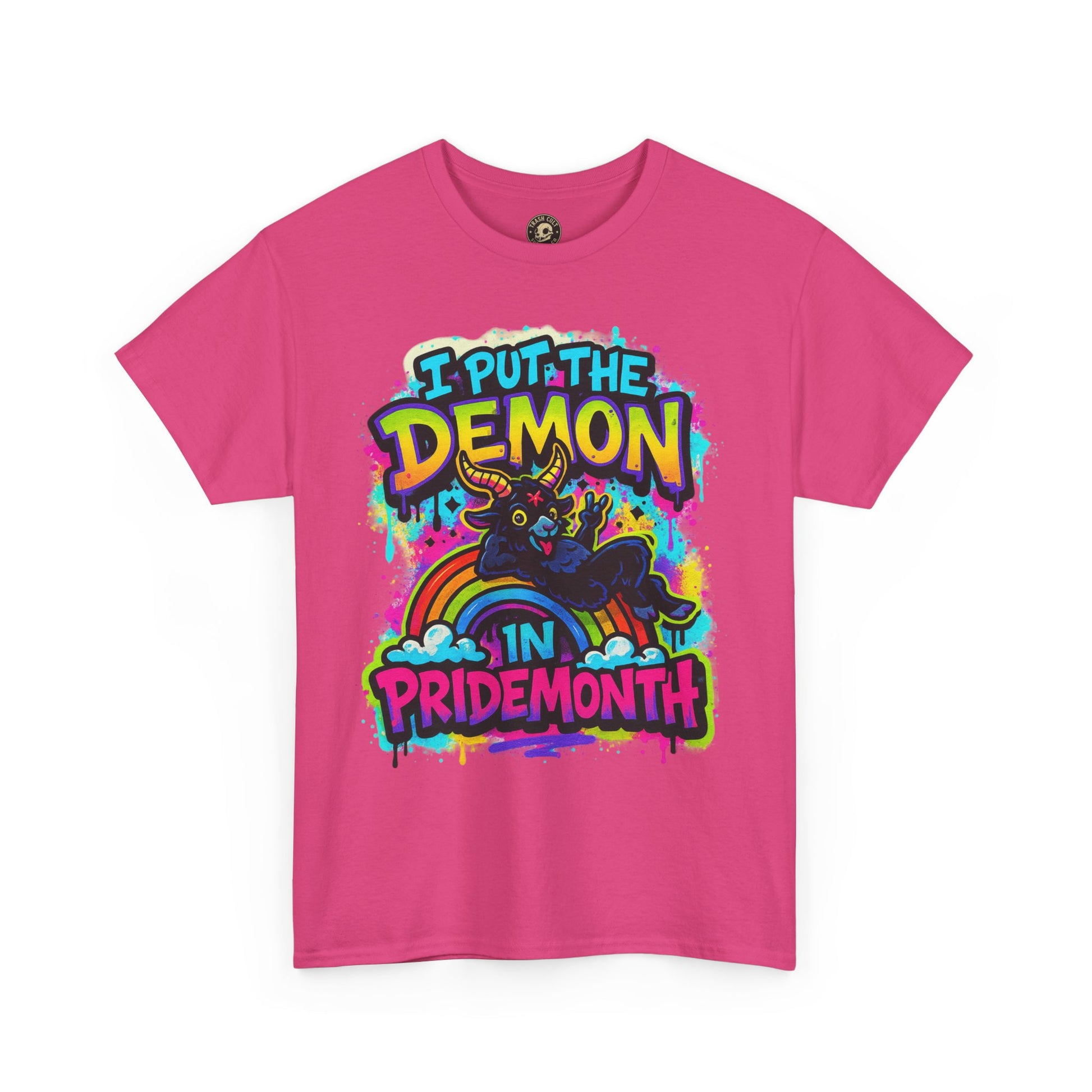 Pride Month Unisex Tee - I Put the Demon in Pride Month, LGBTQ+ Apparel, Rainbow Shirt, Festival Wear, Gift for Allies & Activists