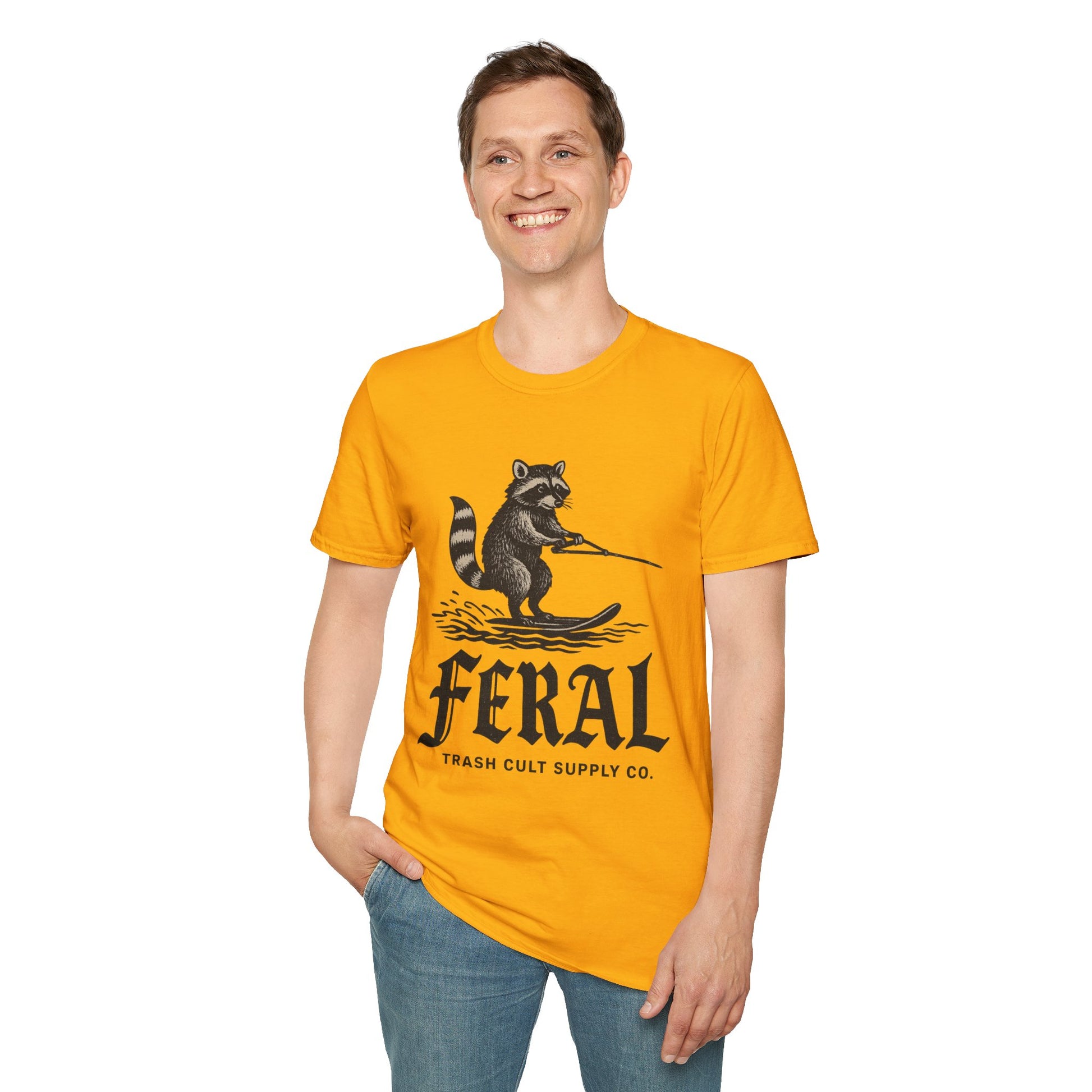 Feral Water Skiing Raccoon Vintage Shirt – Trash Cult Supply Co. | Gildan 2000 Softstyle