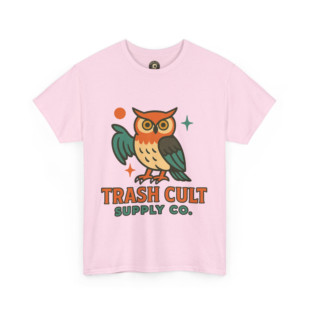 Vintage Owl Graphic Tee, Unisex Heavy Cotton Tee, Trash Cult Shirt, Nature Lover Gift, Eco-Friendly Apparel