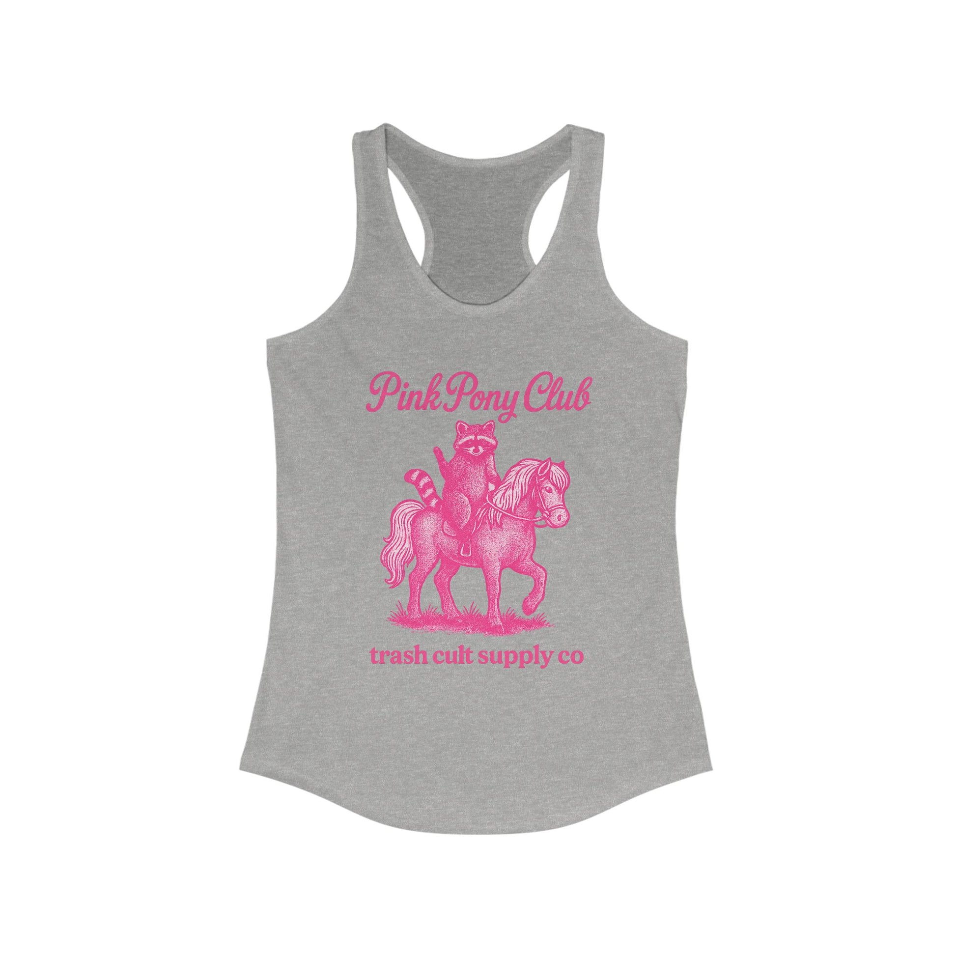 Pink Pony Club Racerback Tank - Fun Summer Apparel for Horse Lovers, Gift for Birthdays or Parties, Casual Weekender Top, Unique Graphic Tee