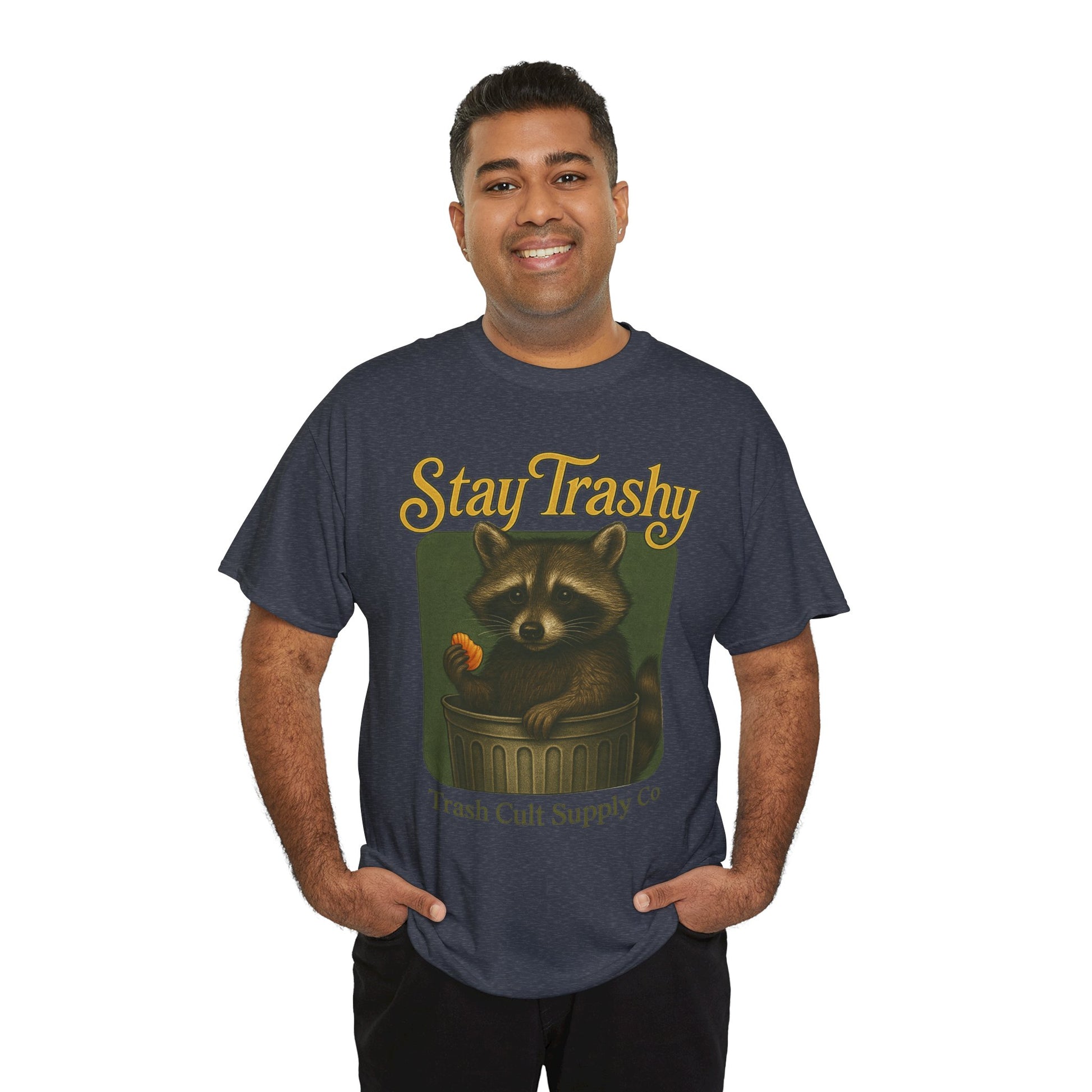Stay Trashy Raccoon T-Shirt – Vintage-Style Cute Trash Panda | Trash Cult Supply Co | Gildan 5000
