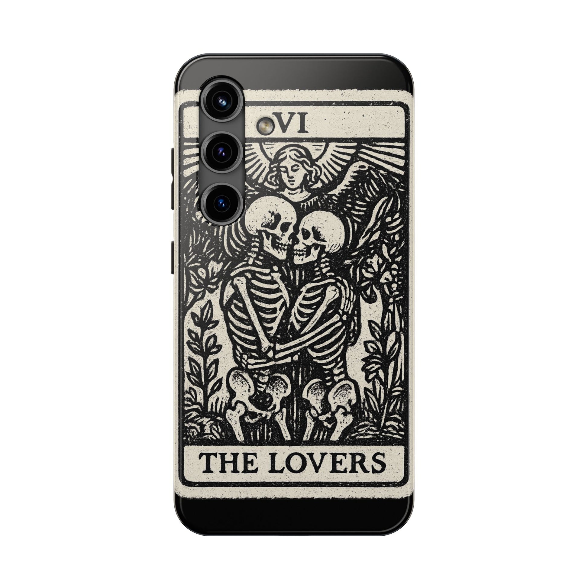 Tough Phone Case with Skeleton Lovers Design, Gothic Phone Cover, Unique Couples Gift, Halloween Accessory, Edgy Tech Design