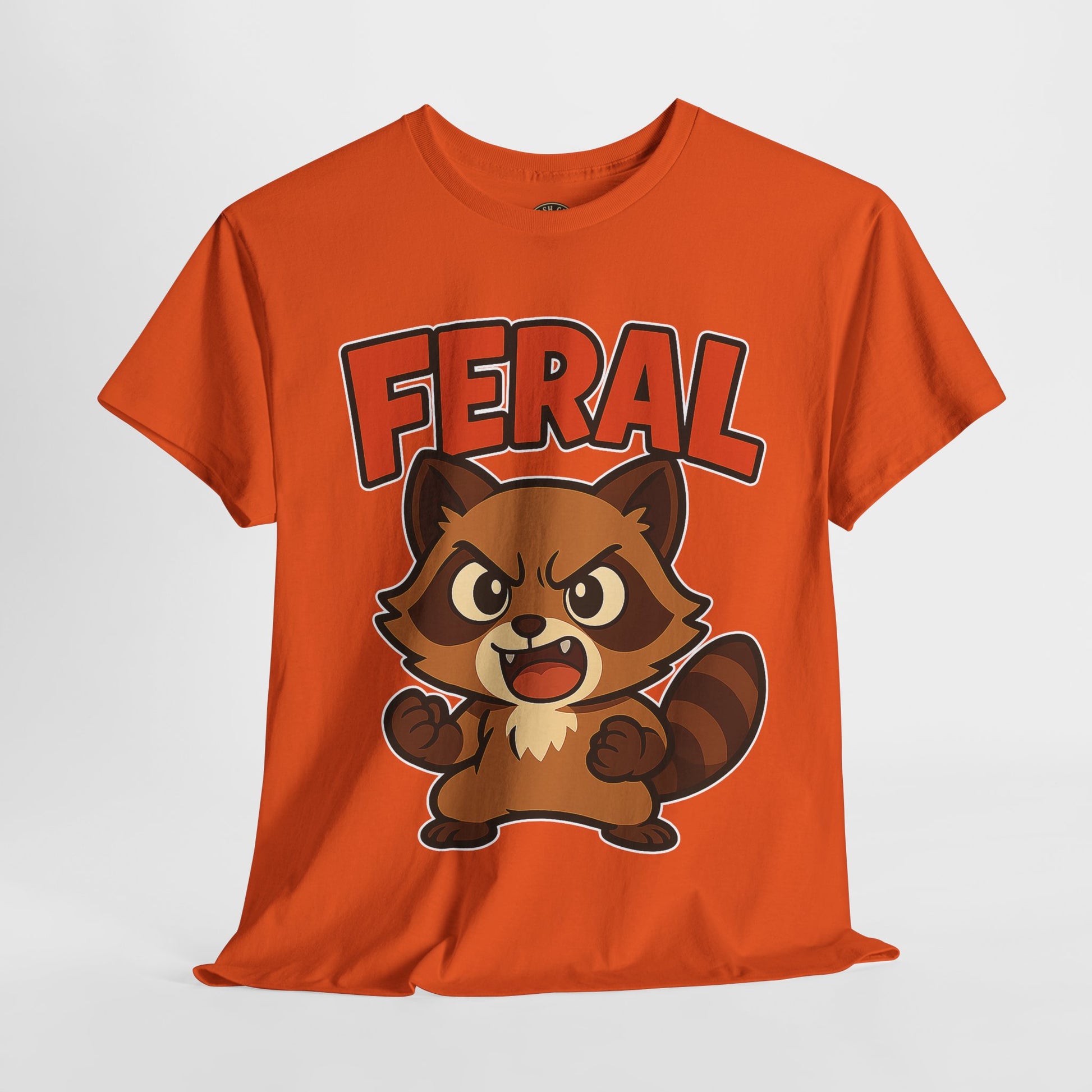 Feral Cartoon Tee - Unisex Heavy Cotton Shirt, Cute Graphic, Animal Lovers Gift, Casual Wear, Fun T-Shirt for Kids & Adults