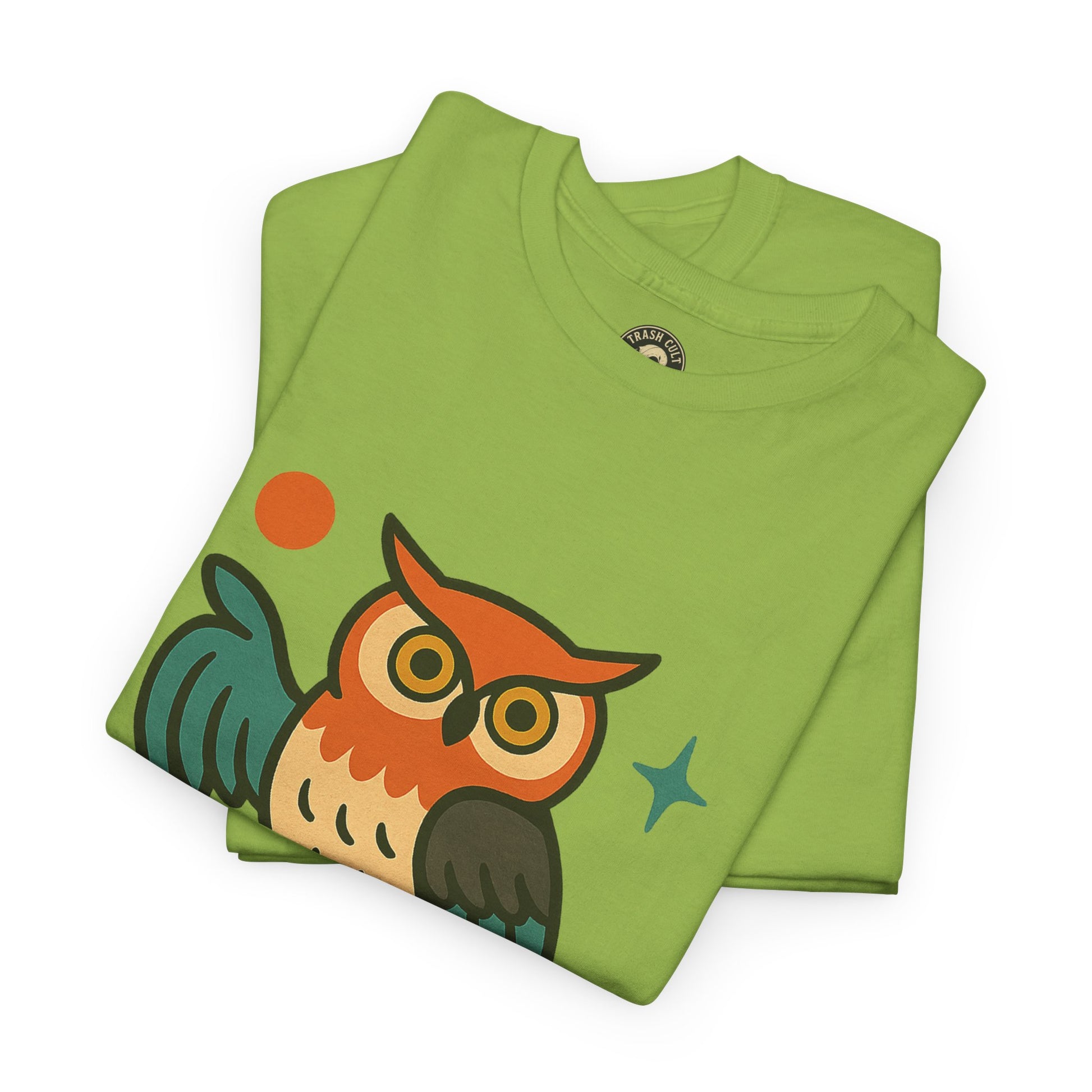 Vintage Owl Graphic Tee, Unisex Heavy Cotton Tee, Trash Cult Shirt, Nature Lover Gift, Eco-Friendly Apparel