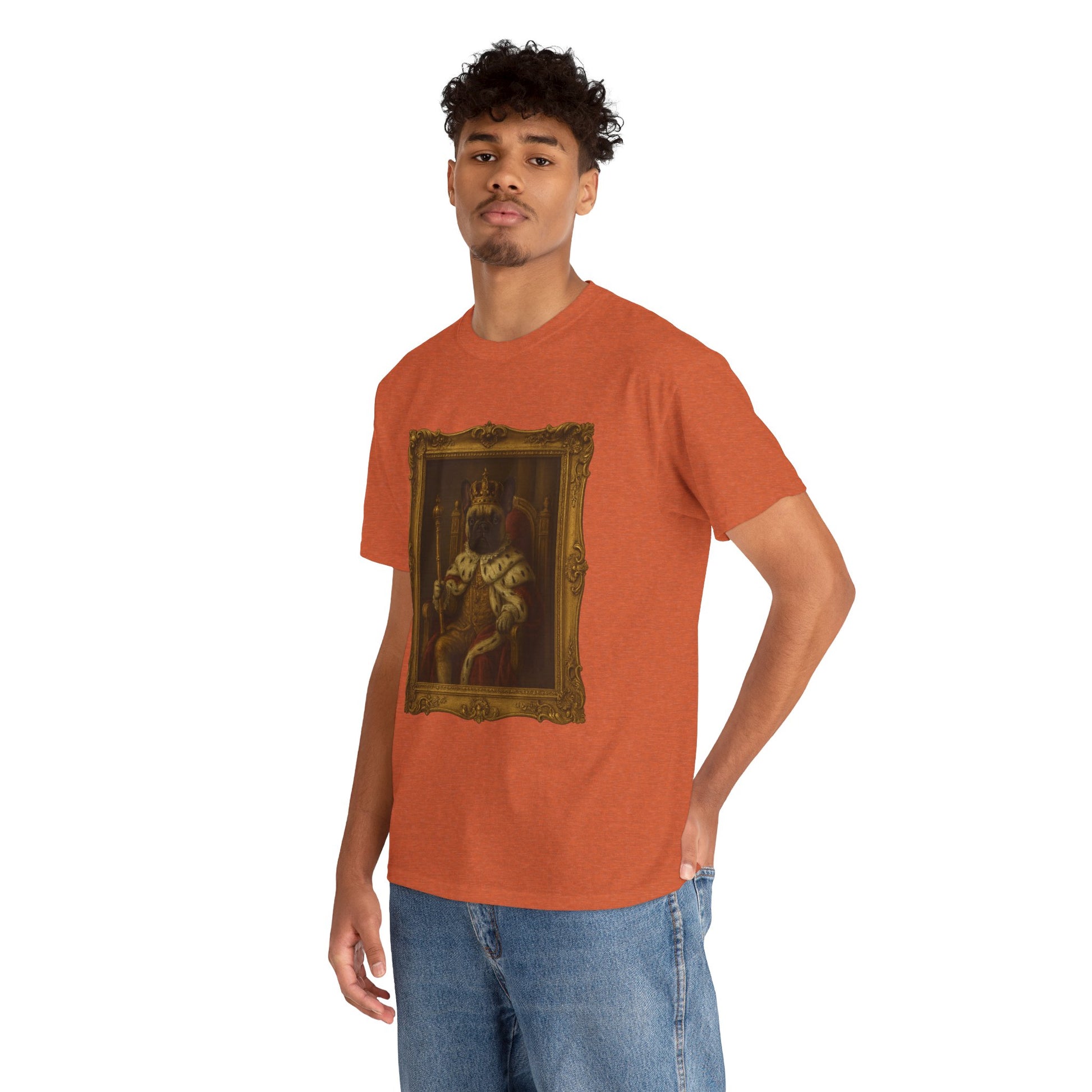 French Bulldog King Baroque Portrait Shirt – Funny Royal Dog Tee – Gildan 5000 Unisex Heavy Cotton