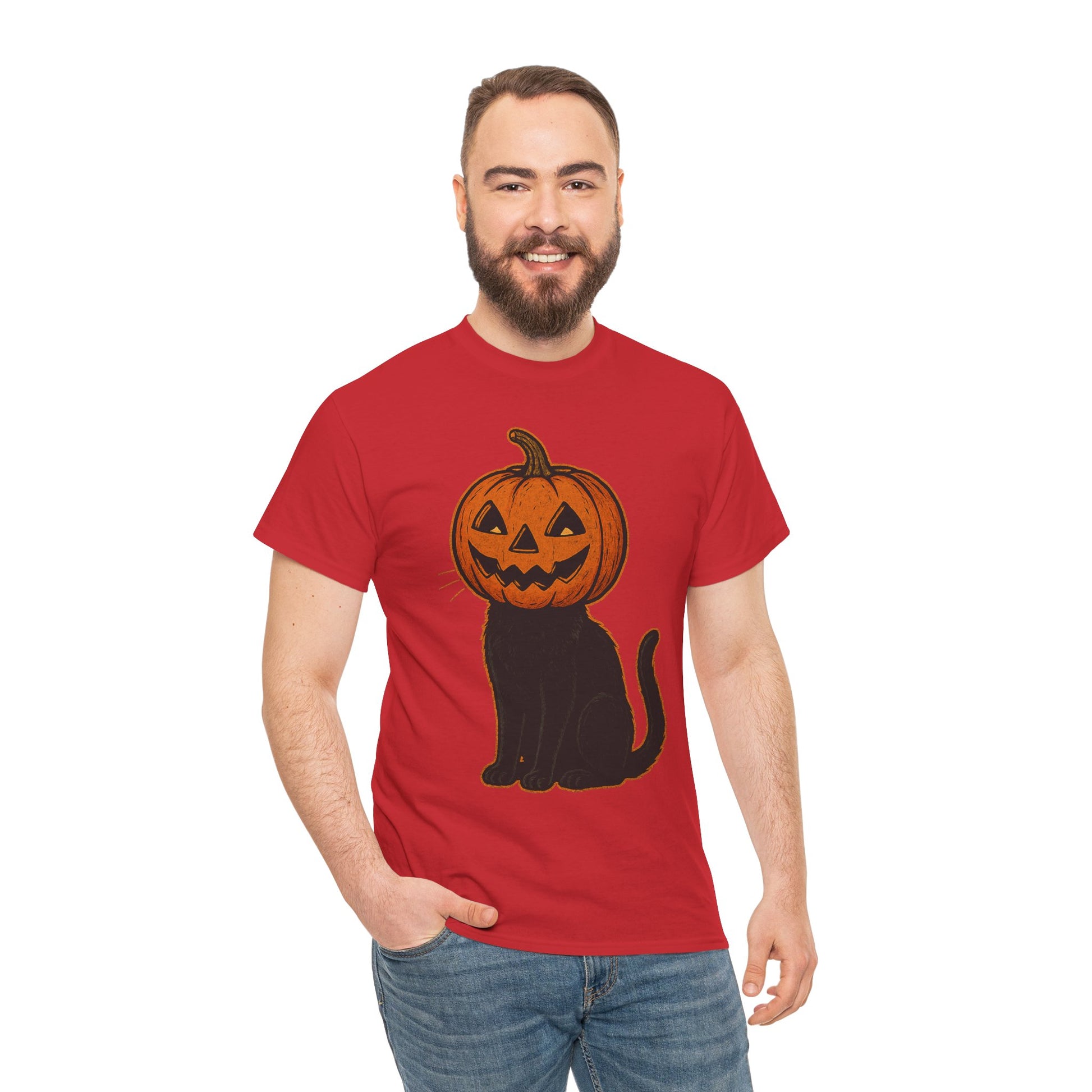 Black Cat Pumpkin Head Halloween T-Shirt – Jack O’Lantern Cat Design