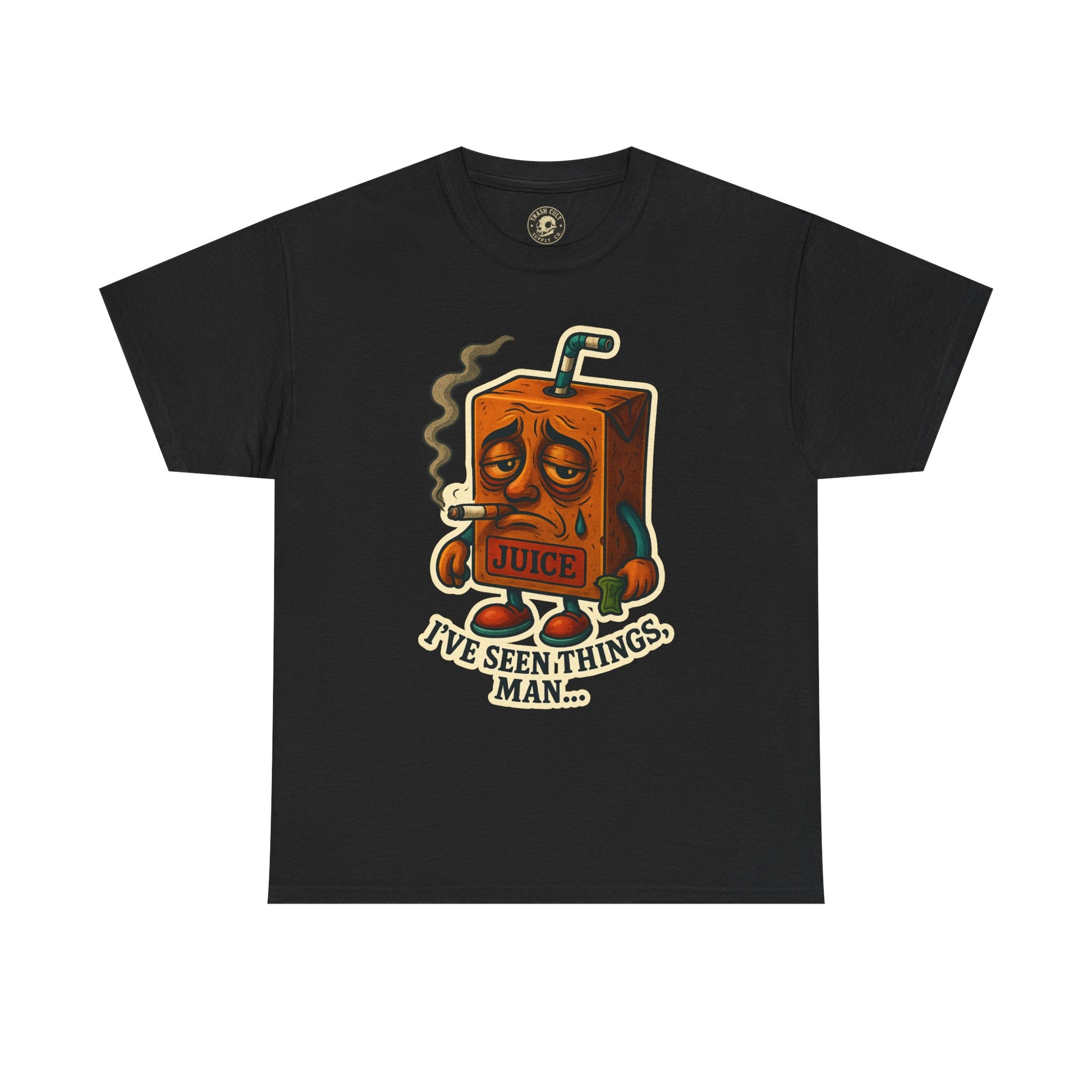 Juice Box Graphic Tee - I've Seen Things Man, Funny T-Shirt, Gift for Friends, Unisex Cotton Tee, Humor Merchandise