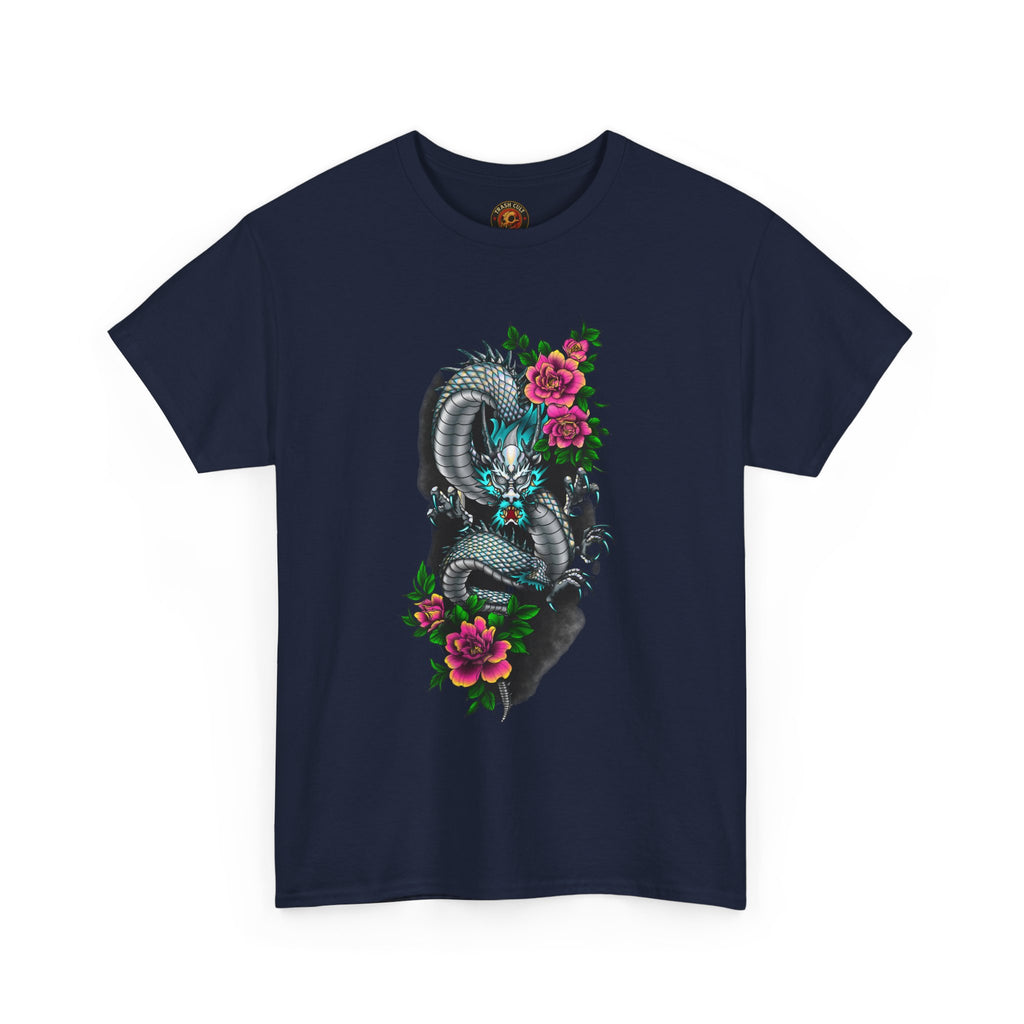 Mythic Dragon & Peonies Tattoo T-Shirt – Lara Davenport x Trash Cult Supply Co. Collab (Gildan 5000)