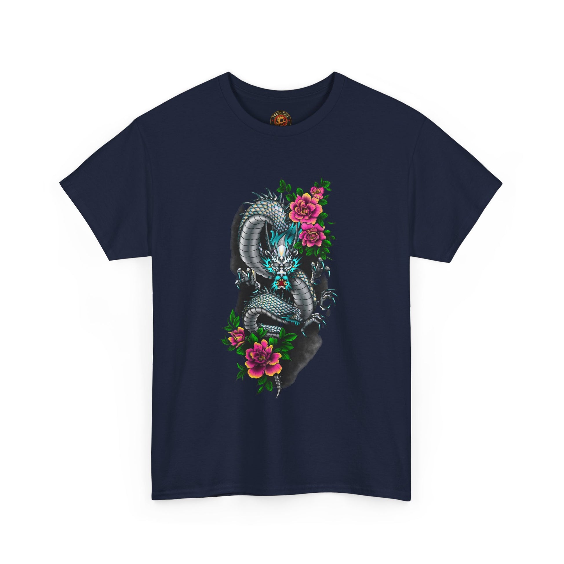 Mythic Dragon & Peonies Tattoo T-Shirt – Lara Davenport x Trash Cult Supply Co. Collab (Gildan 5000)