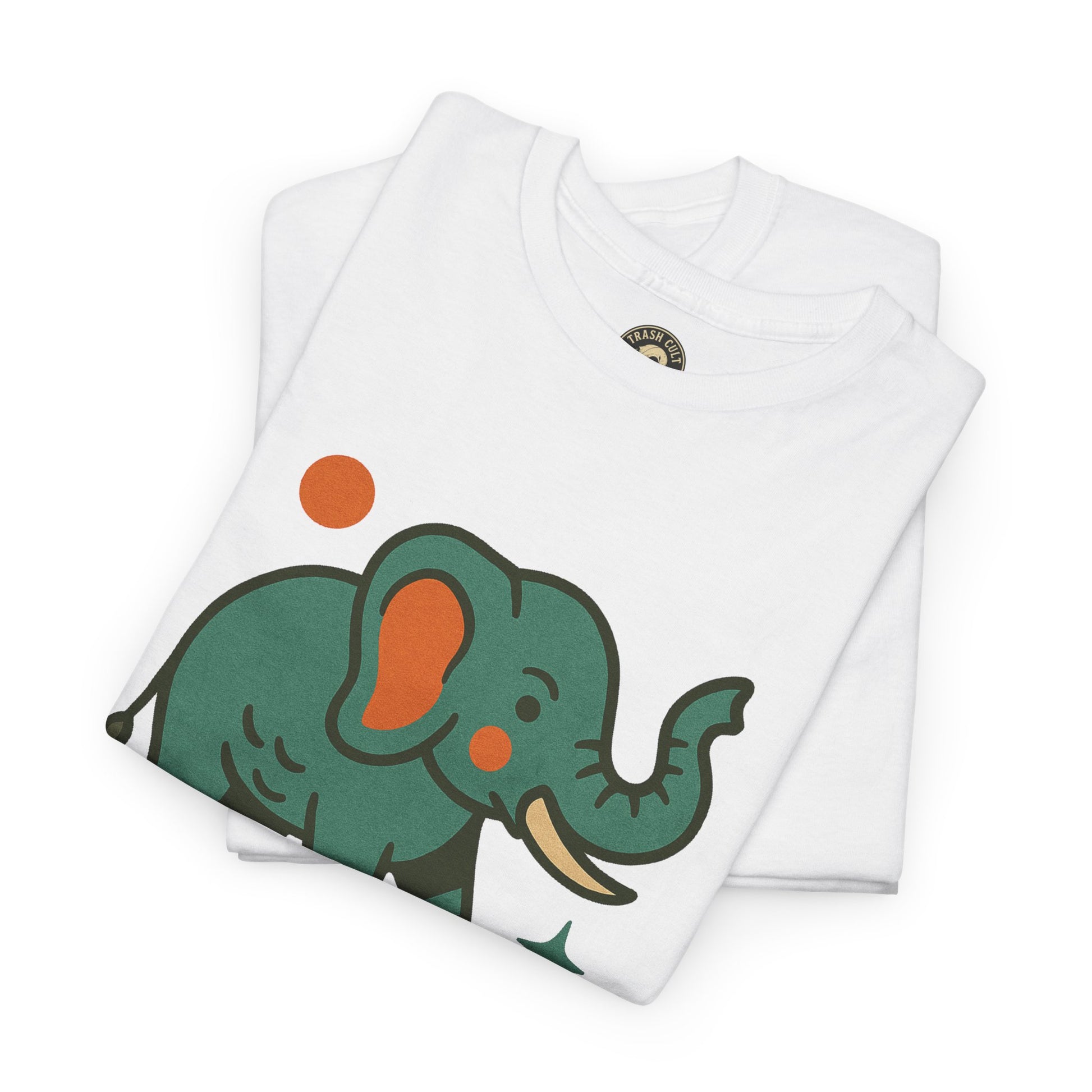 Trash Cult Elephant Unisex Heavy Cotton Tee, Eco-Friendly Shirt, Cool Casual Tee, Gift for Animal Lovers, Vintage Style T-Shirt
