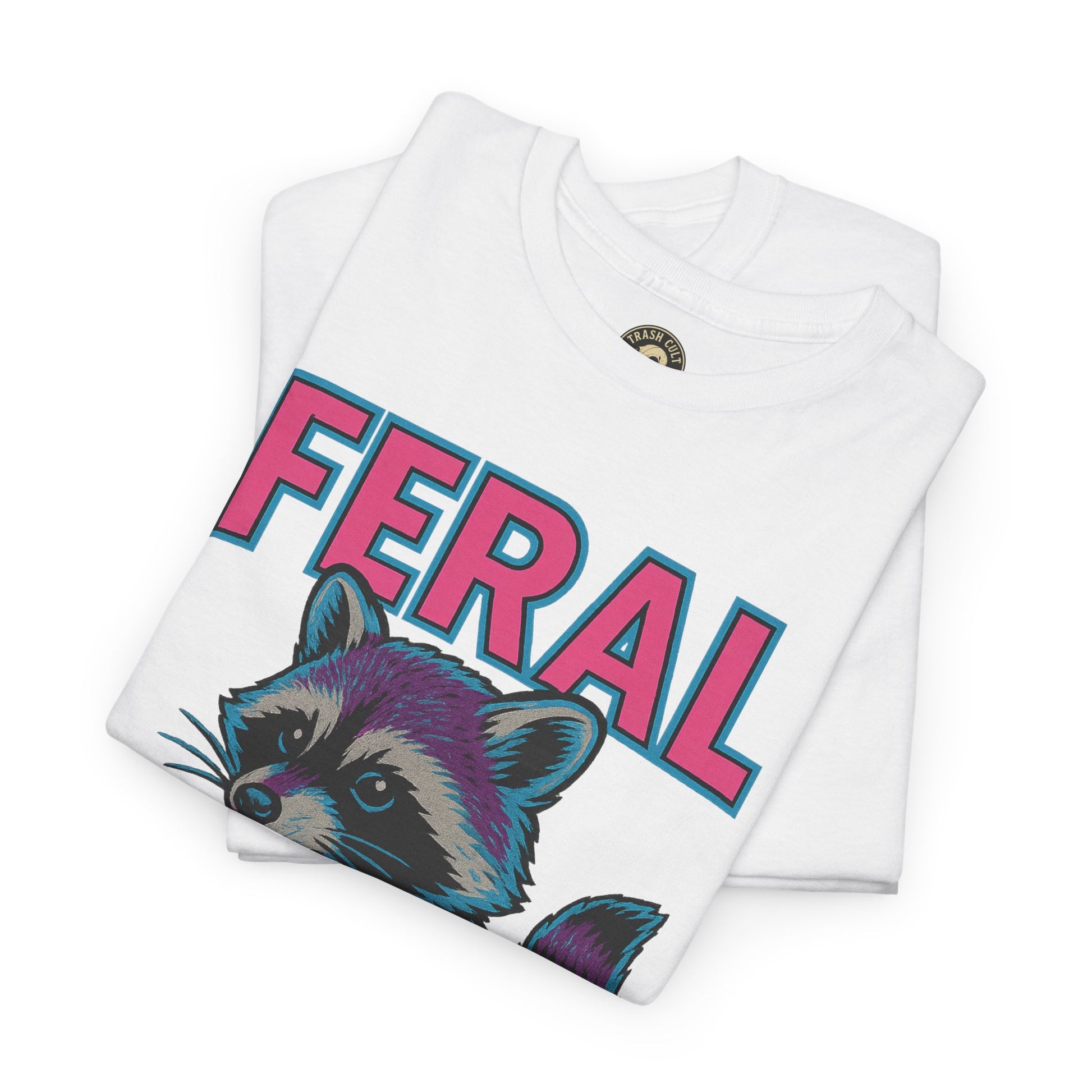 FERAL Raccoon 80s Retro Shirt – Trash Cult Supply Co. – Gildan 5000 Tee