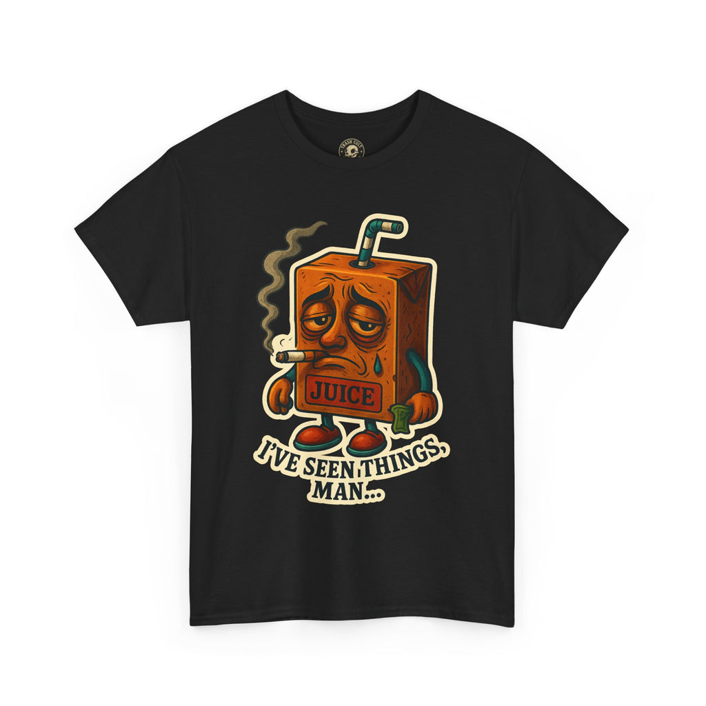 Juice Box Graphic Tee - I've Seen Things Man, Funny T-Shirt, Gift for Friends, Unisex Cotton Tee, Humor Merchandise