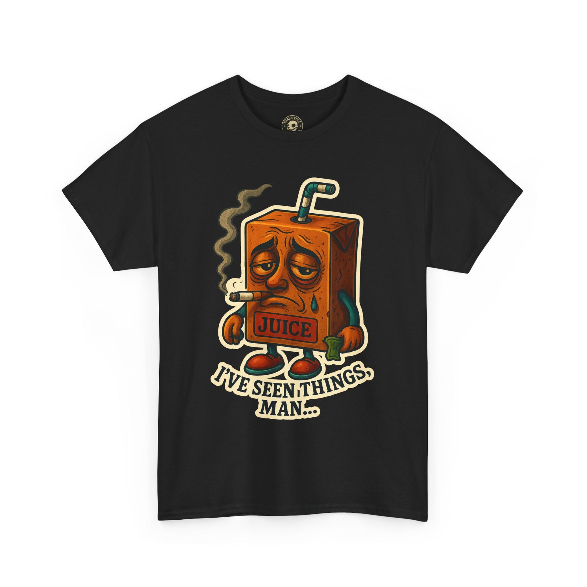 Juice Box Graphic Tee - I've Seen Things Man, Funny T-Shirt, Gift for Friends, Unisex Cotton Tee, Humor Merchandise