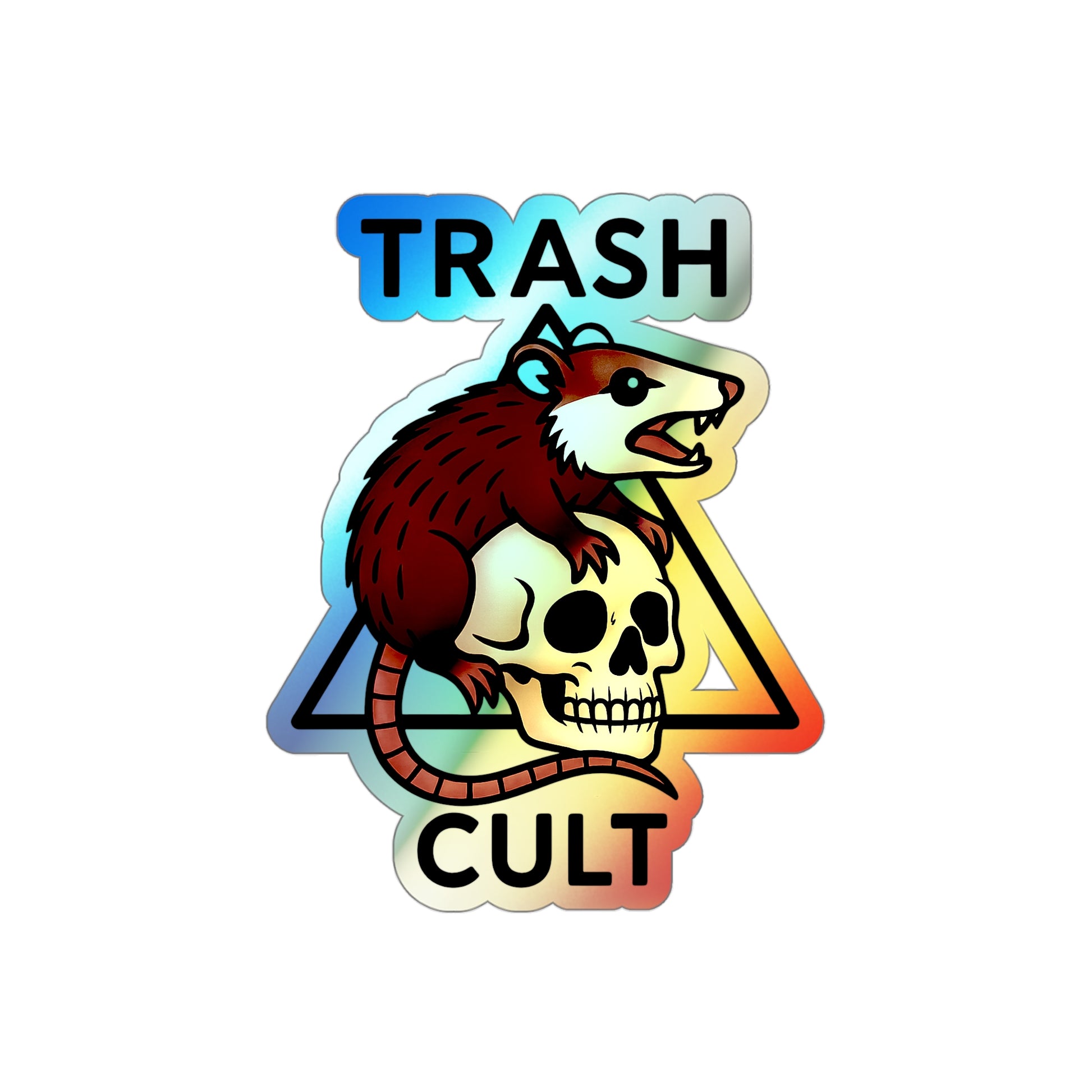 Holographic Trash Cult Stickers - Unique Decals for Skateboards, Laptops, Water Bottles, Fun and Quirky Gifts