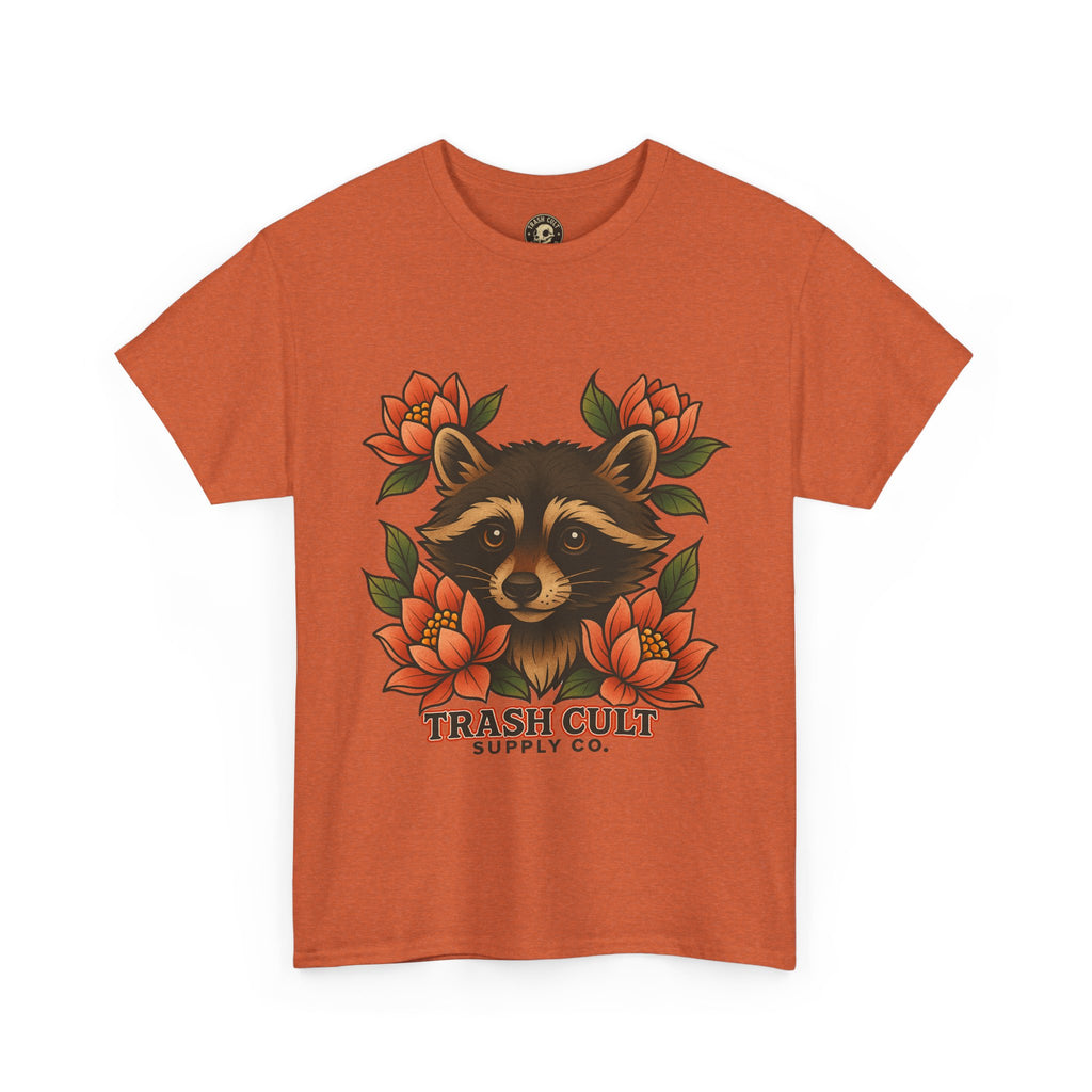 Neo-Traditional Raccoon & Lotus Tattoo Shirt – Trash Cult Supply Co. – Gildan 5000