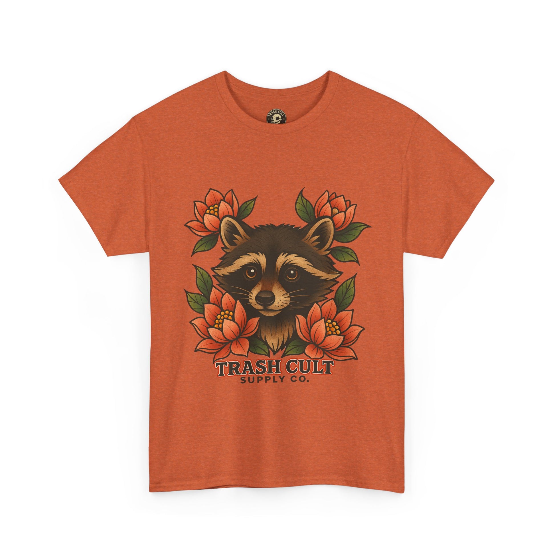 Neo-Traditional Raccoon & Lotus Tattoo Shirt – Trash Cult Supply Co. – Gildan 5000
