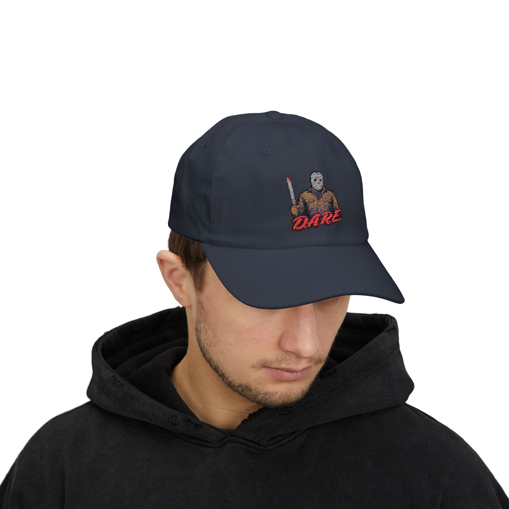 Jason Voorhees D.A.R.E. Parody Dad Hat – 80s Horror Meme Printed Cap