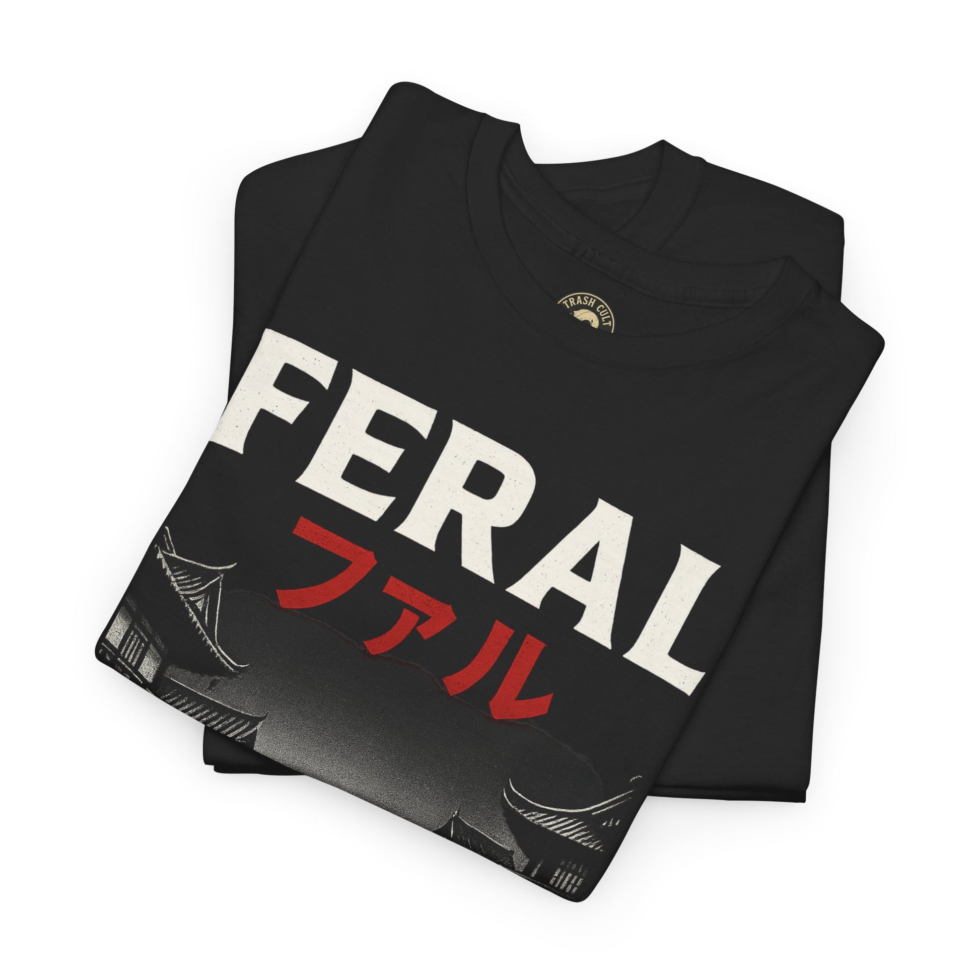 FERAL Samurai Shirt – Japanese Village & Warrior Graphic | Trash Cult Supply Co | Gildan 5000 Tee
