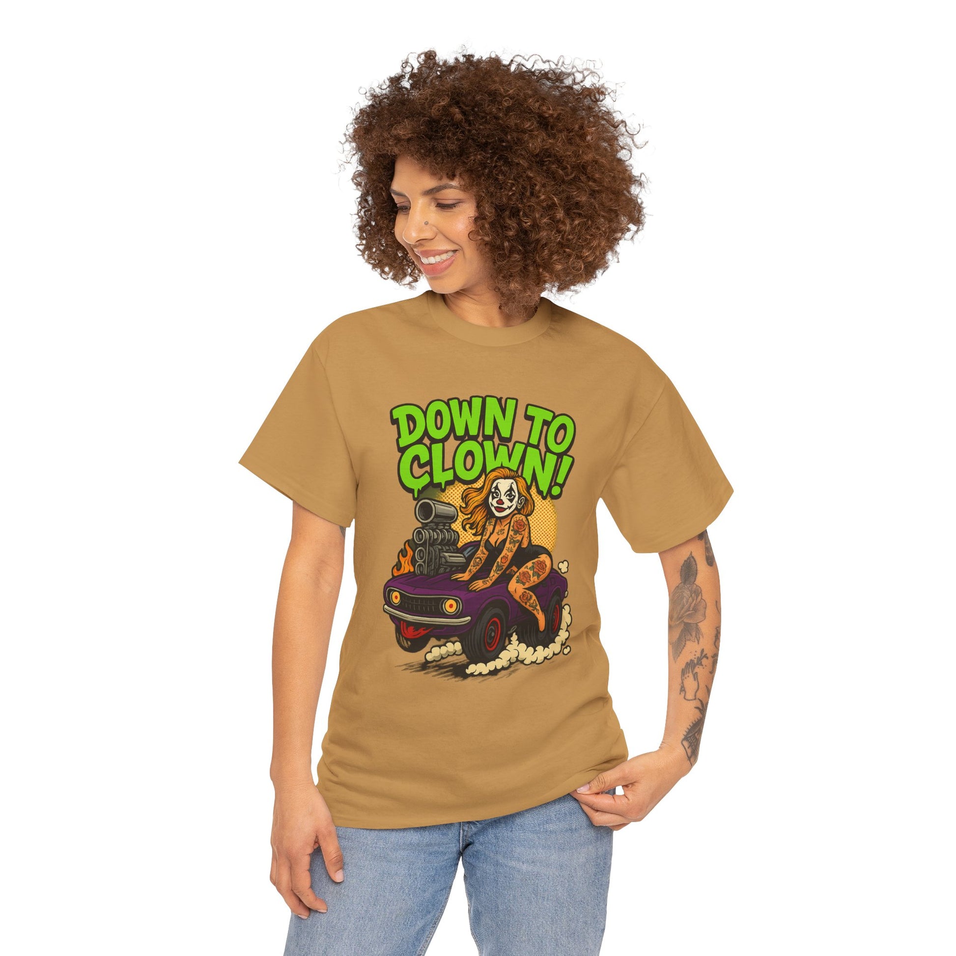 Unisex Graphic Tee | Down to Clown T-Shirt, Fun Statement Shirt, Casual Wear, Gift for Friends, Festivals, Halloween