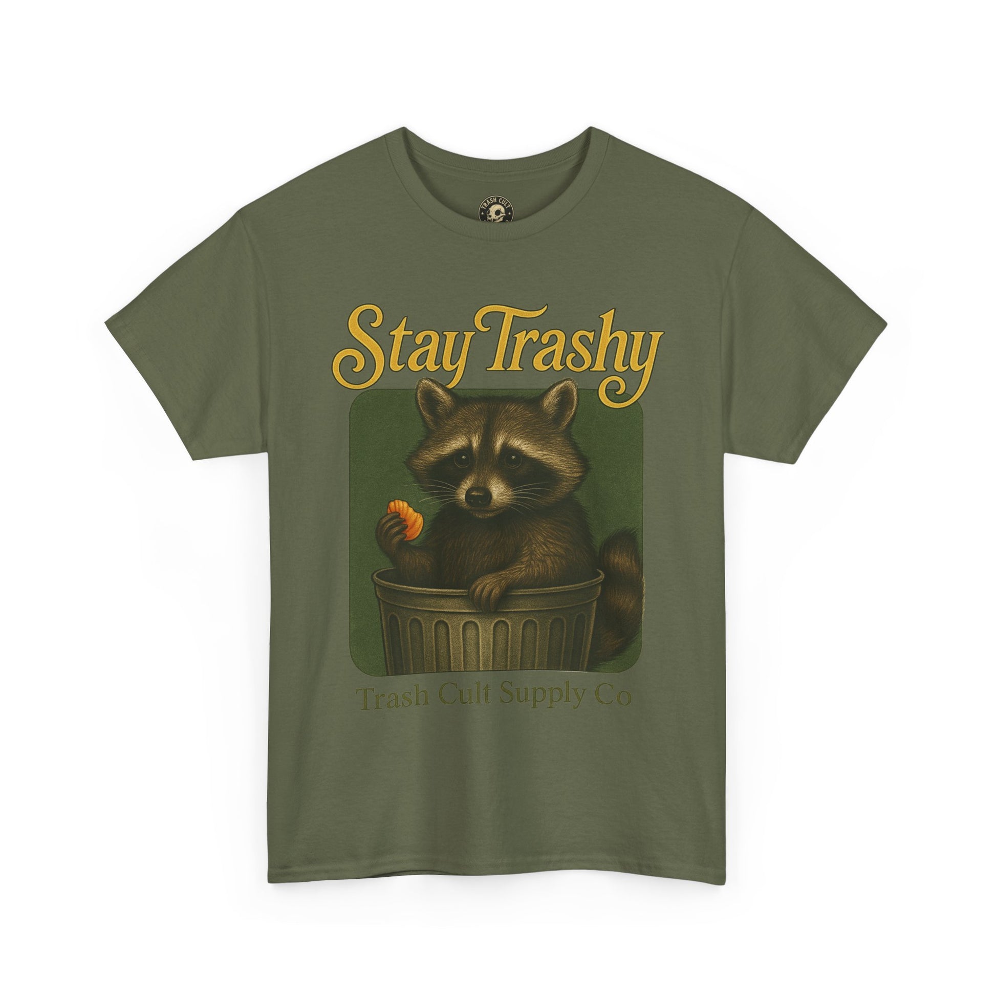 Stay Trashy Raccoon T-Shirt – Vintage-Style Cute Trash Panda | Trash Cult Supply Co | Gildan 5000