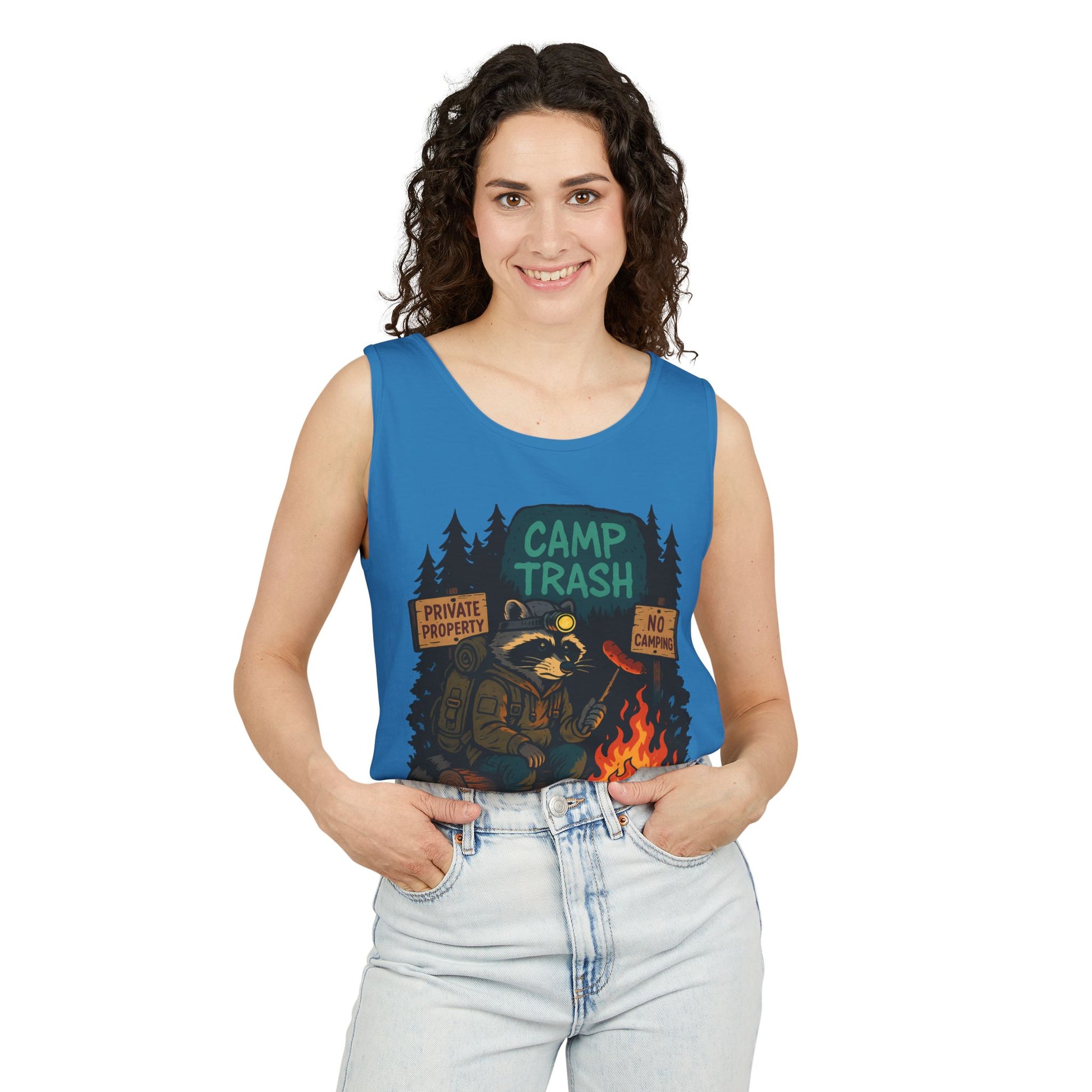 Camp Trash Raccoon Tank Top – Feral & Off-Grid Summer Shirt by Trash Cult
