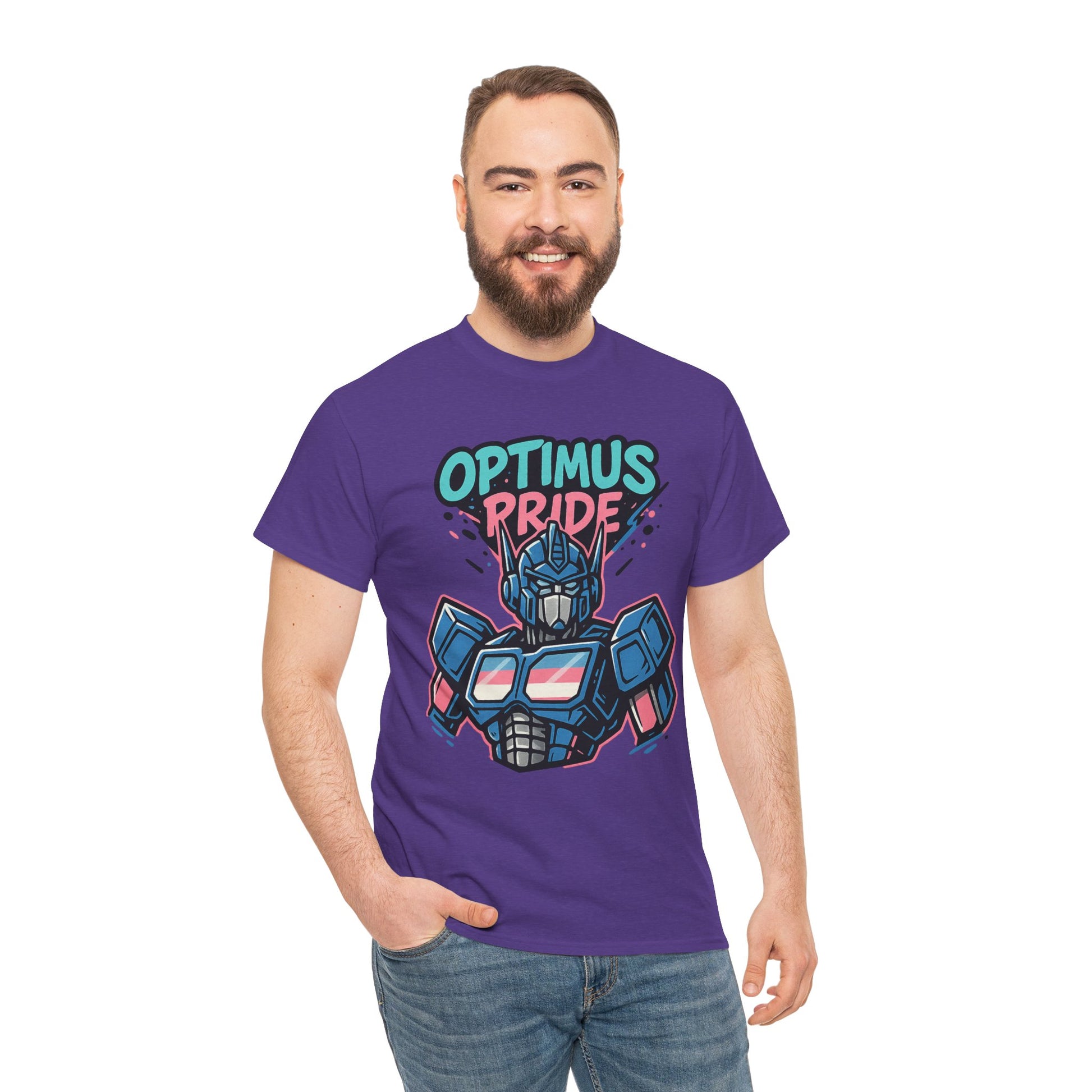 Optimus Pride T-Shirt – Trans Pride Robot Graphic Tee | Gildan 5000 Unisex Shirt