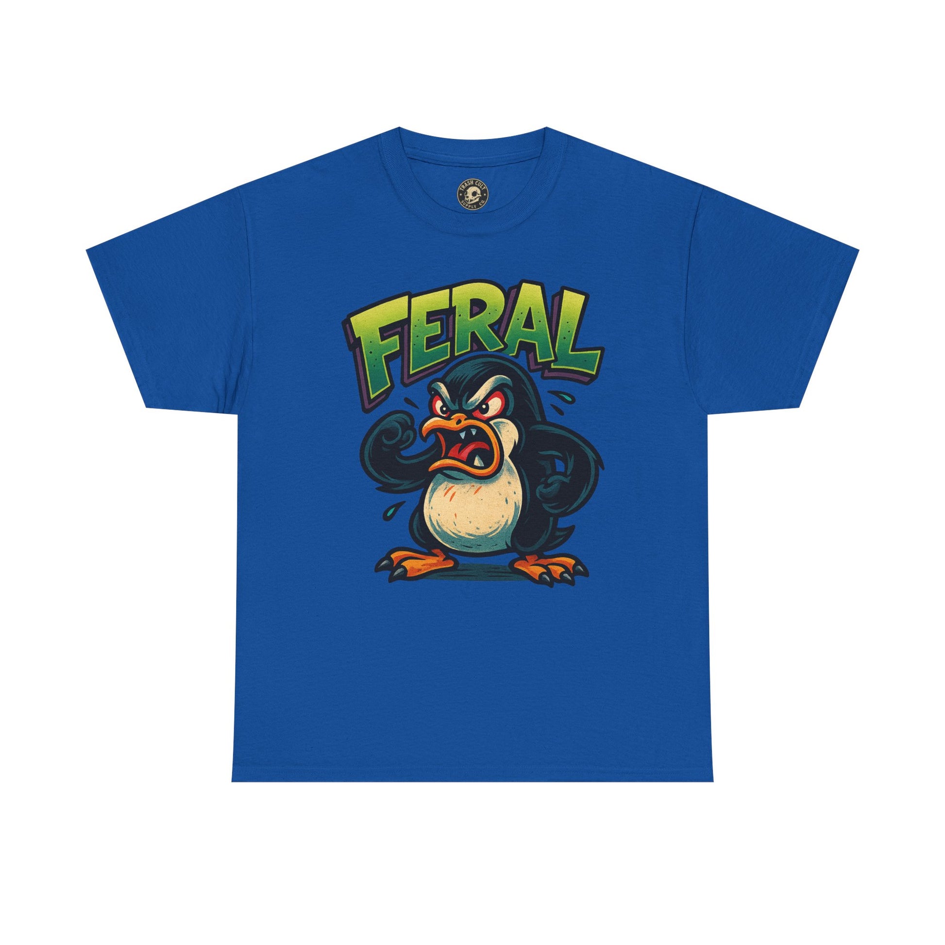 Feral Penguin T-Shirt – Funny Unisex Cotton Tee | Bold Animal Graphic Shirt, Quirky Gift Idea