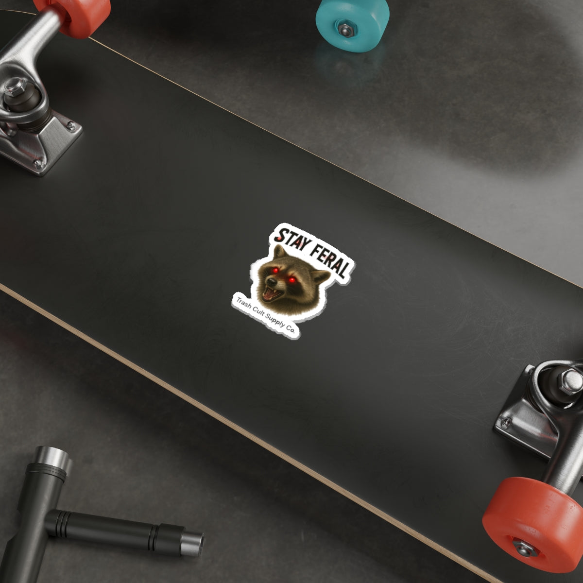Stay Feral Die-Cut Stickers | Raccoon Sticker, Laptop Decals, Eco-Friendly Stickers, Trash Cult Supply Co. Merchandise