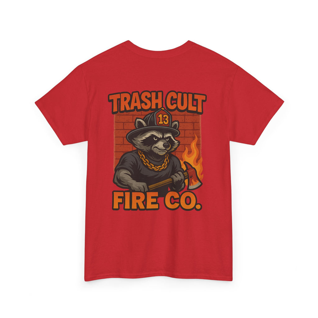 Trash Cult Fire Co. Unisex Tee - Quirky Raccoon Design, Fun Gift, Casual Wear, Firefighter Humor, Unique Apparel