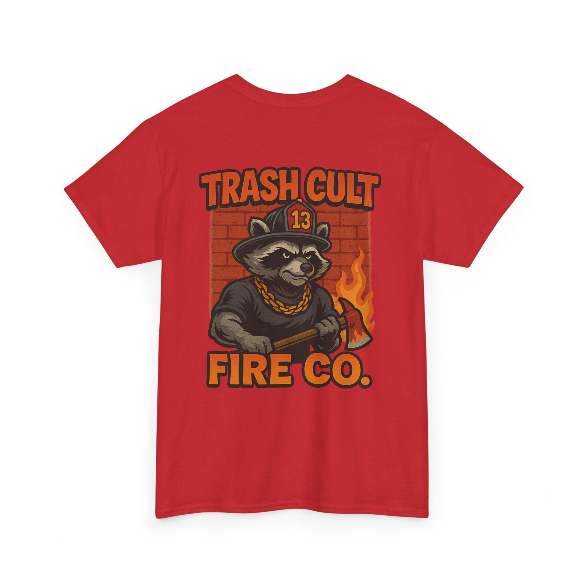 Trash Cult Fire Co. Unisex Tee - Quirky Raccoon Design, Fun Gift, Casual Wear, Firefighter Humor, Unique Apparel