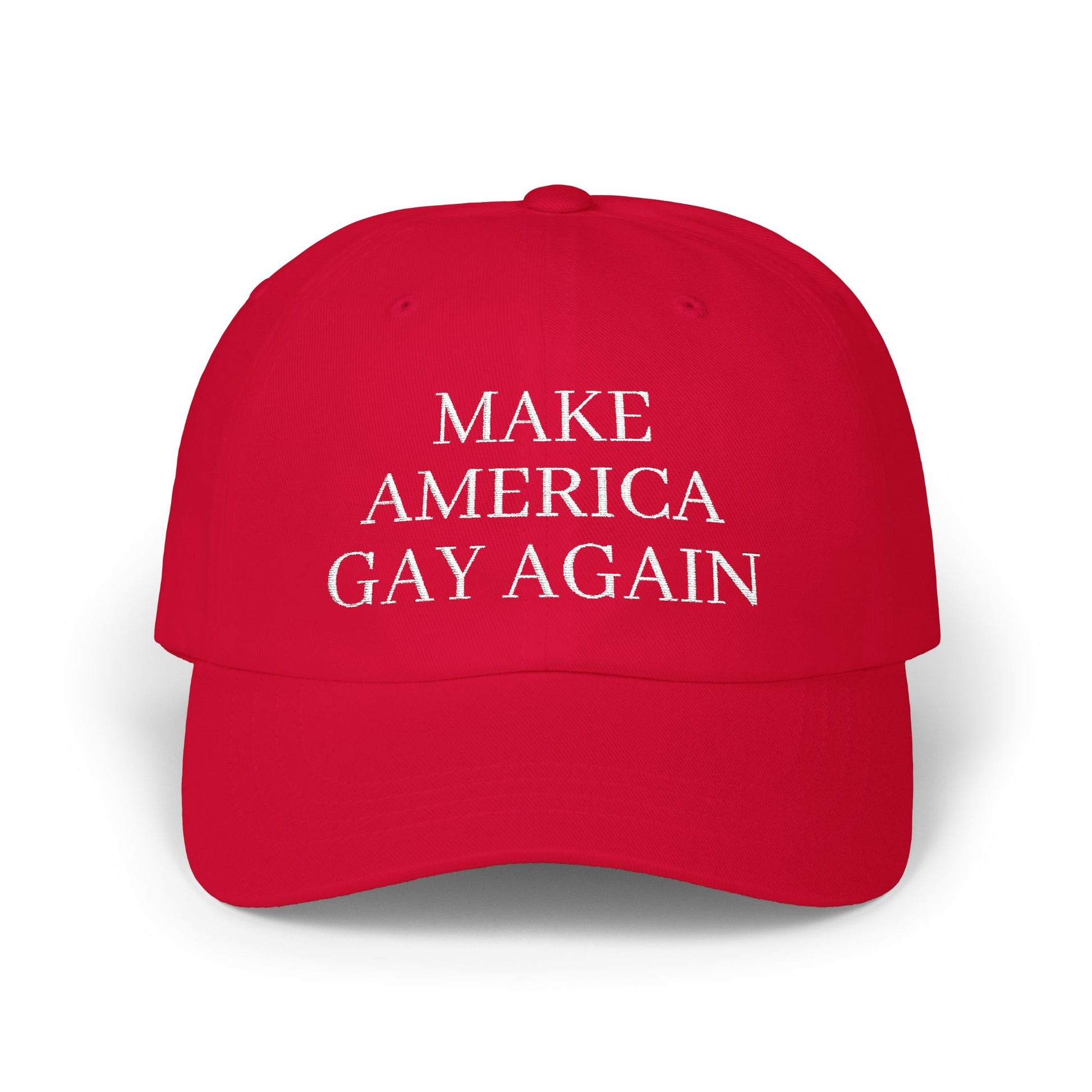 Make America Gay Again Dad Hat – Bold LGBTQ+ Statement Cap in Red