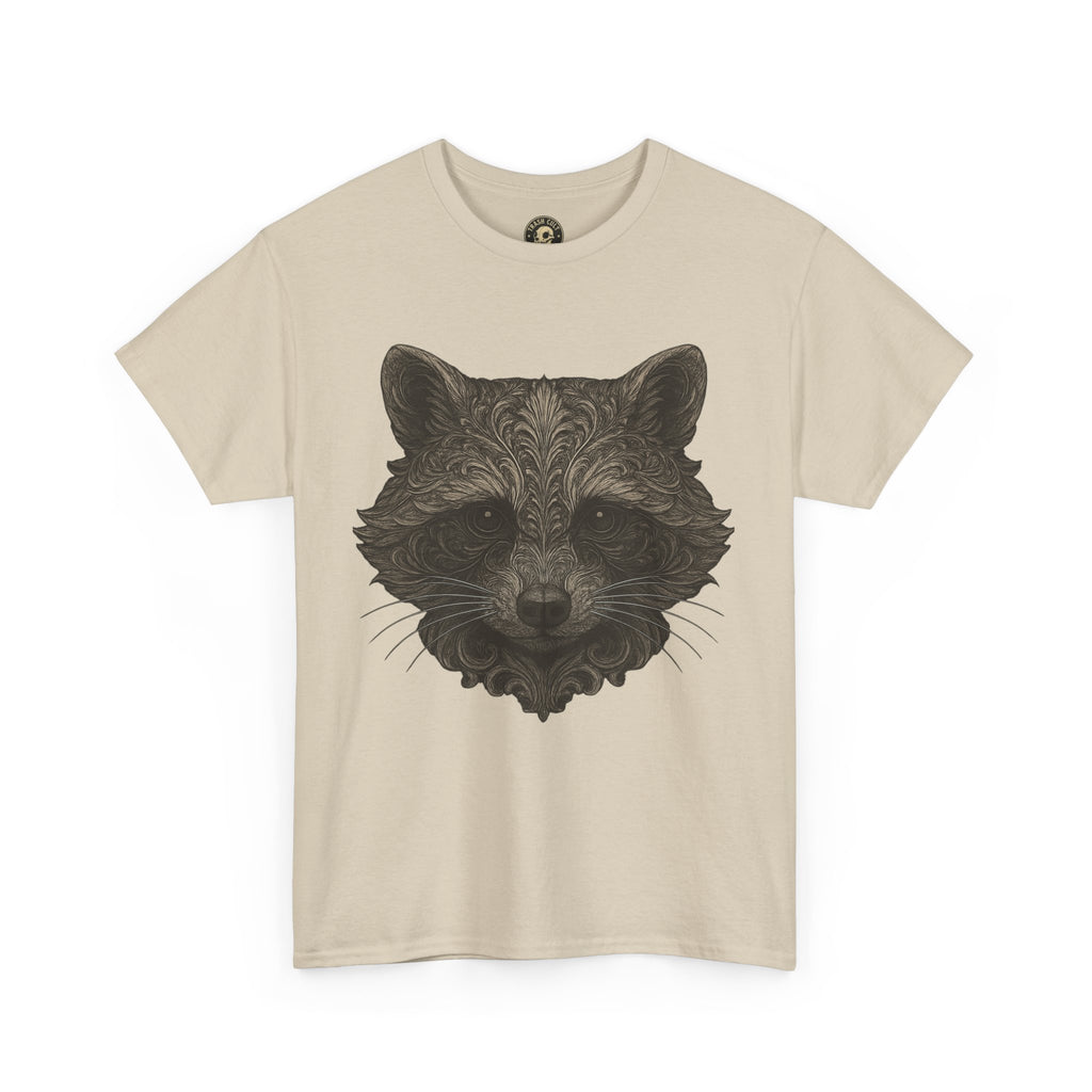 Ornate Raccoon Face Shirt – Intricate Woodland Animal Art Tee – Tattoo-Inspired Forest Aesthetic – Trash Cult Supply Co.