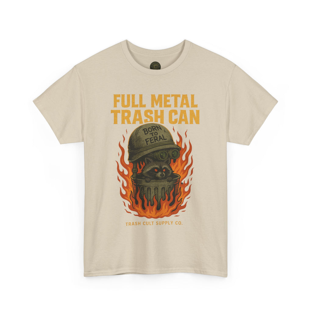 Full Metal Trash Can T-Shirt – Born to Feral Raccoon Graphic | Trash Cult Supply Co. | Gildan 5000 Tee