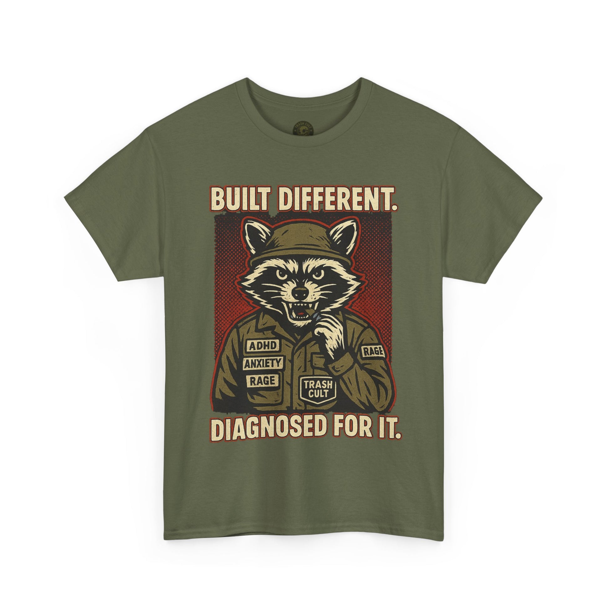 Built Different Diagnosed For It Military Raccoon Shirt – Gildan 5000