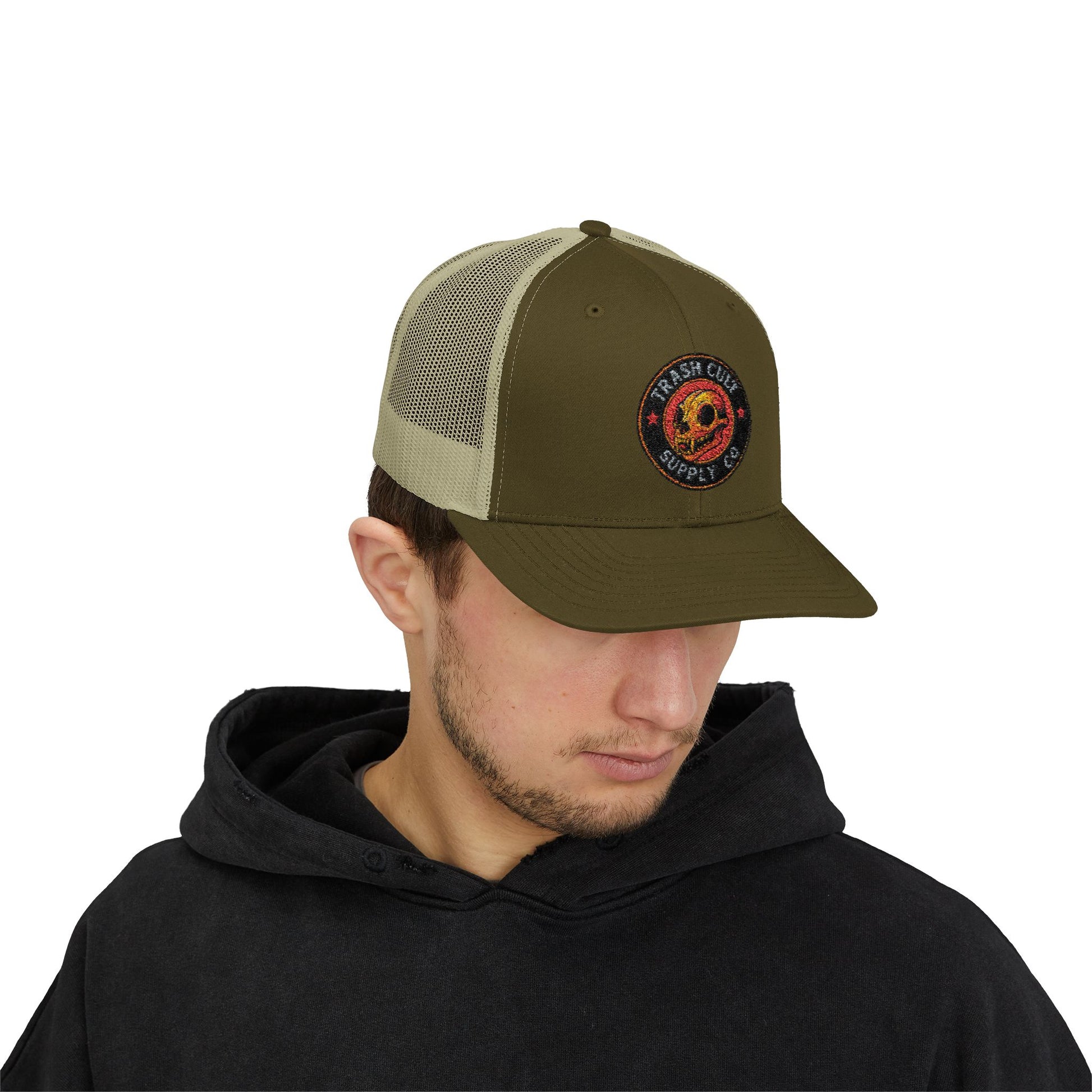 Trash Cult Supply Co. Trucker Hat – Embroidered Logo Snapback Cap