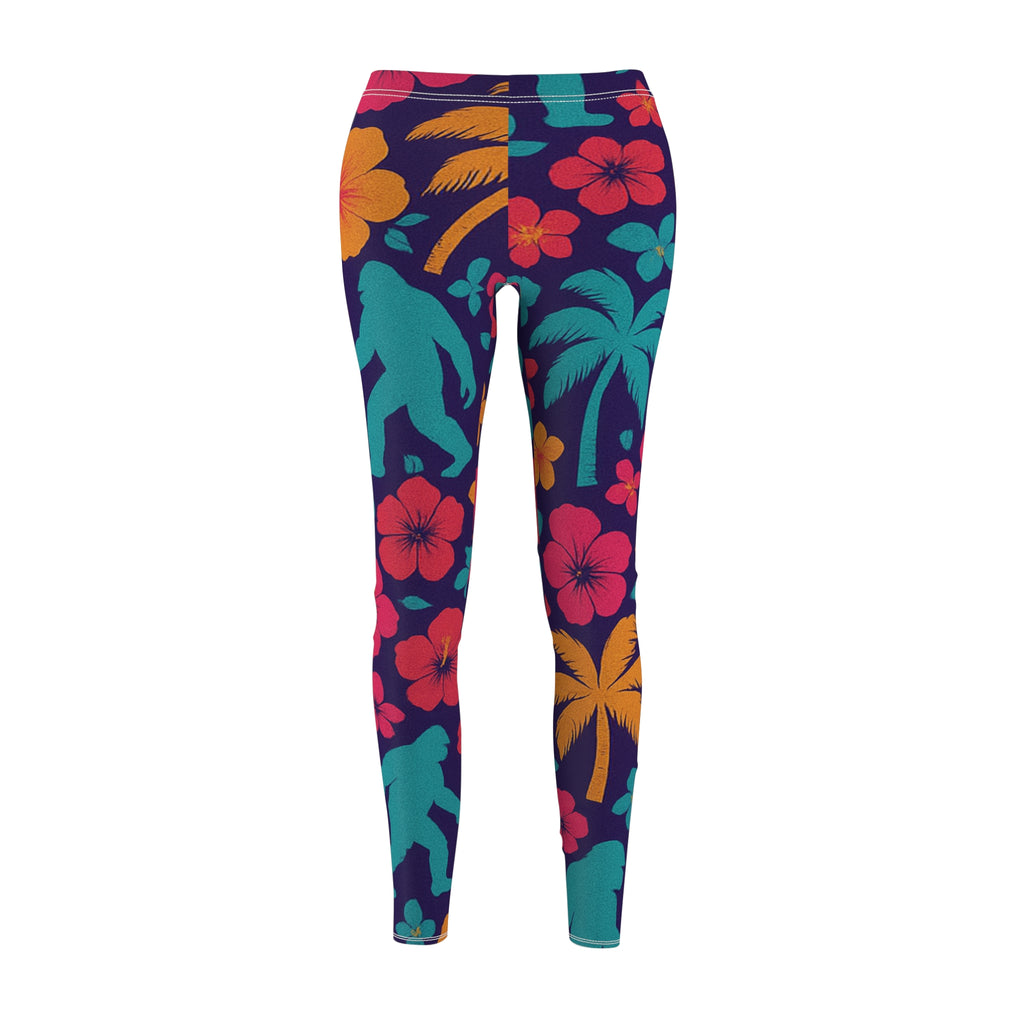 Bigfoot Tropical Leggings – Retro Hawaiian All-Over Print for Bold Style & Comfort
